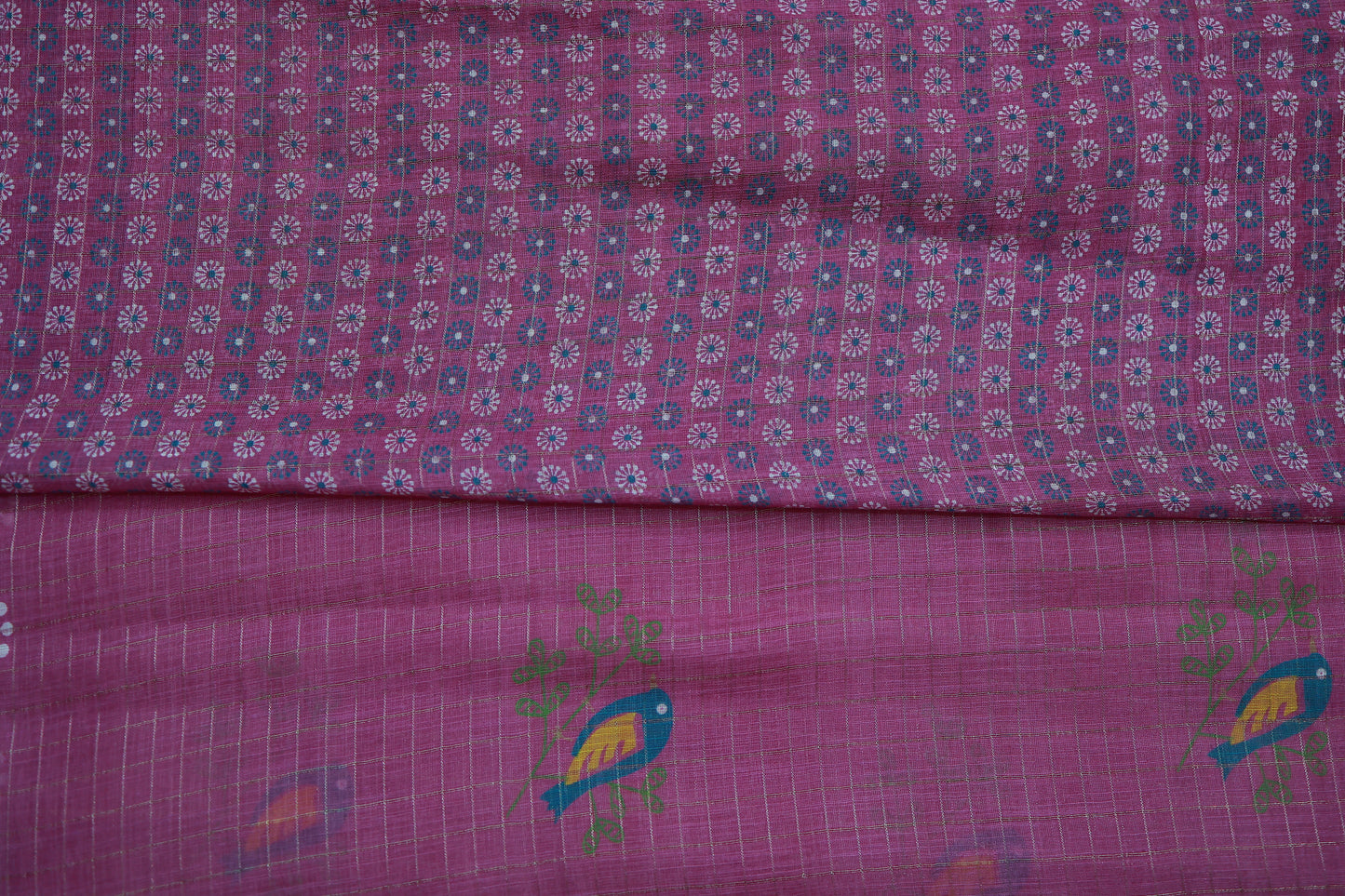 KS94 - Deep pink handwoven linen saree