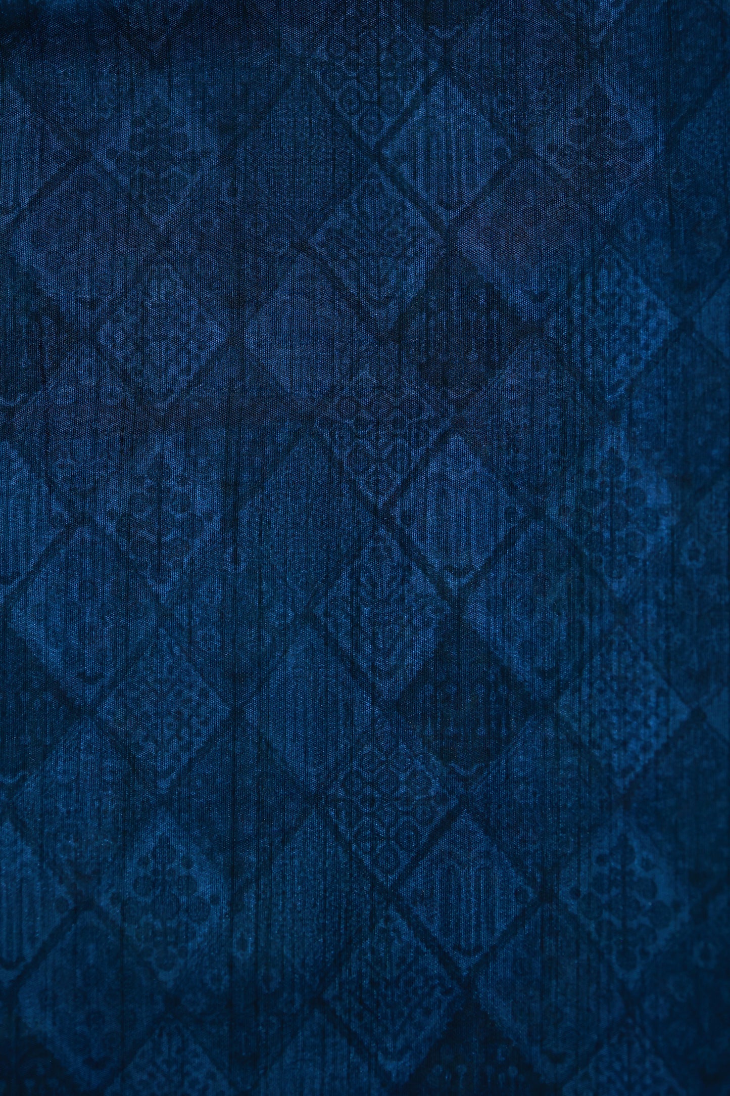 KS80 - Navy blue saree with multicolor print and threadwork