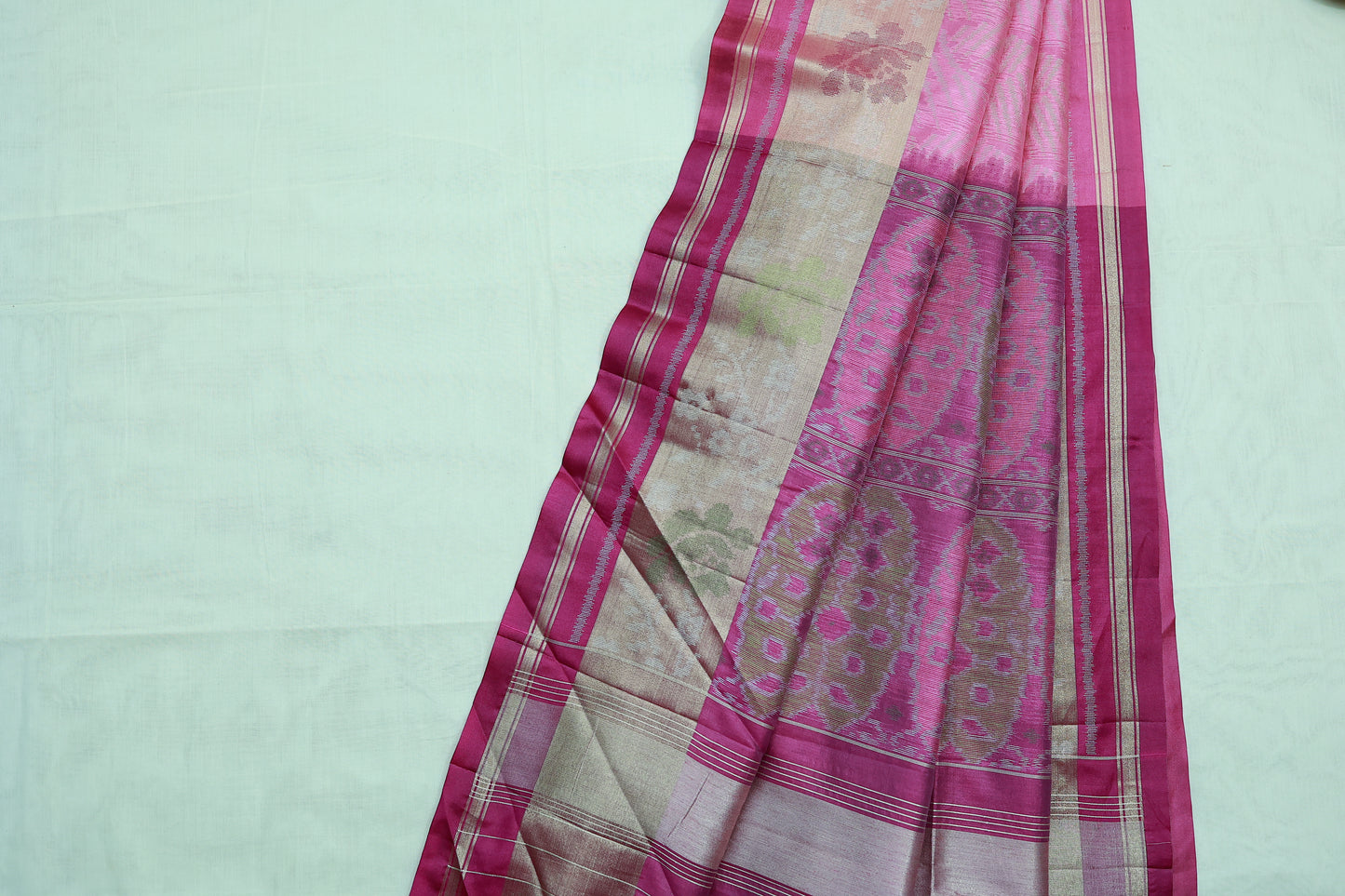 KS86 - Rani Shobhika – Pink & Beige Woven Silk Saree