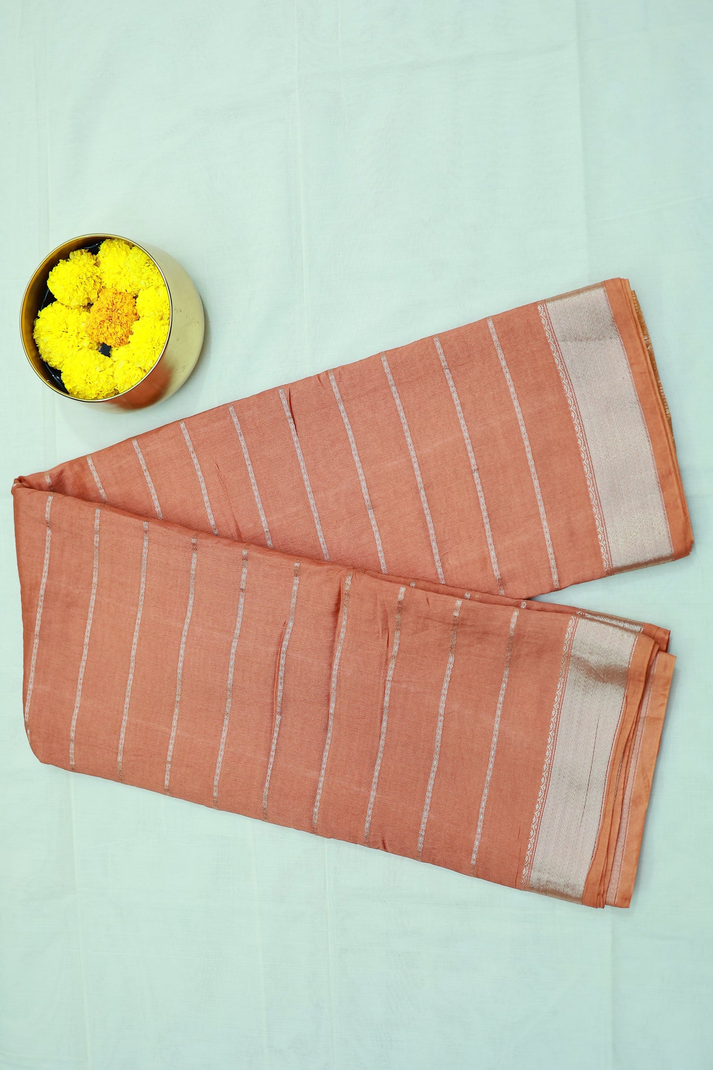 KS97 - Soft silk textured rust brown saree
