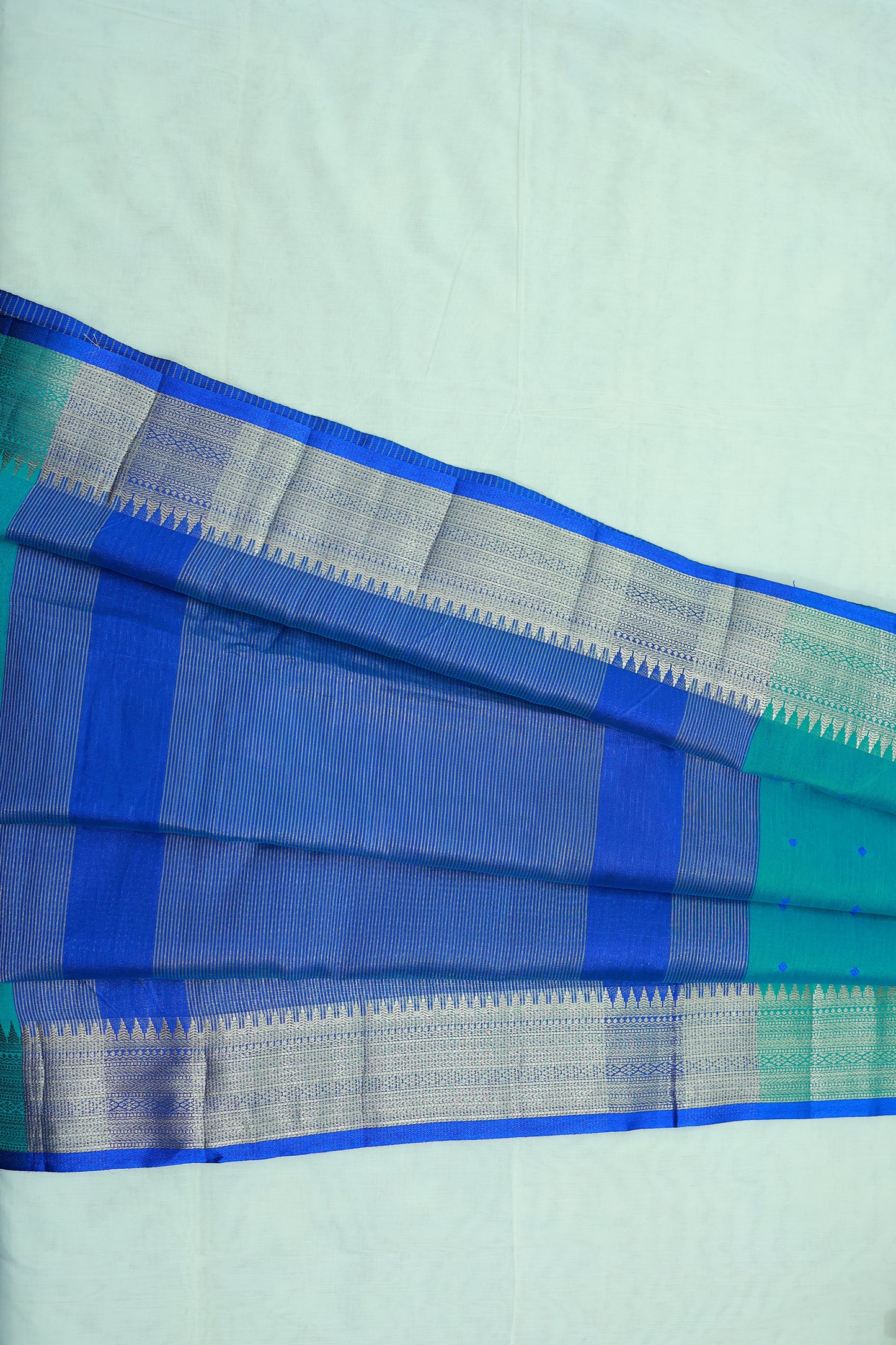 KS73 - Aqua and royal blue Semi Tussar Sarees