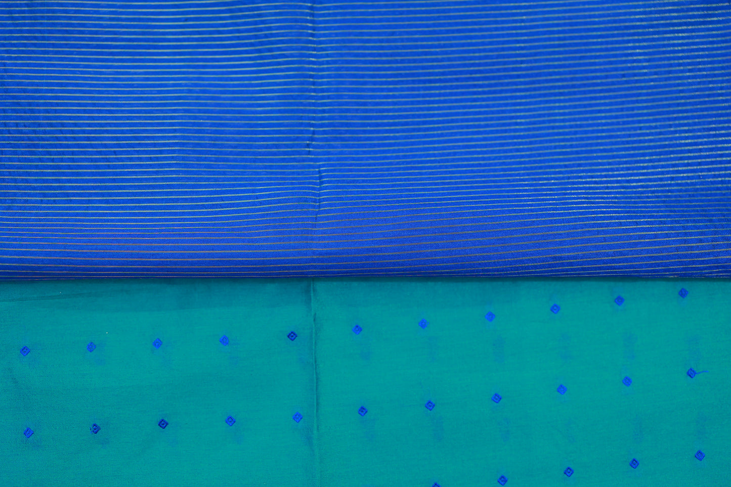 KS73 - Aqua and royal blue Semi Tussar Sarees