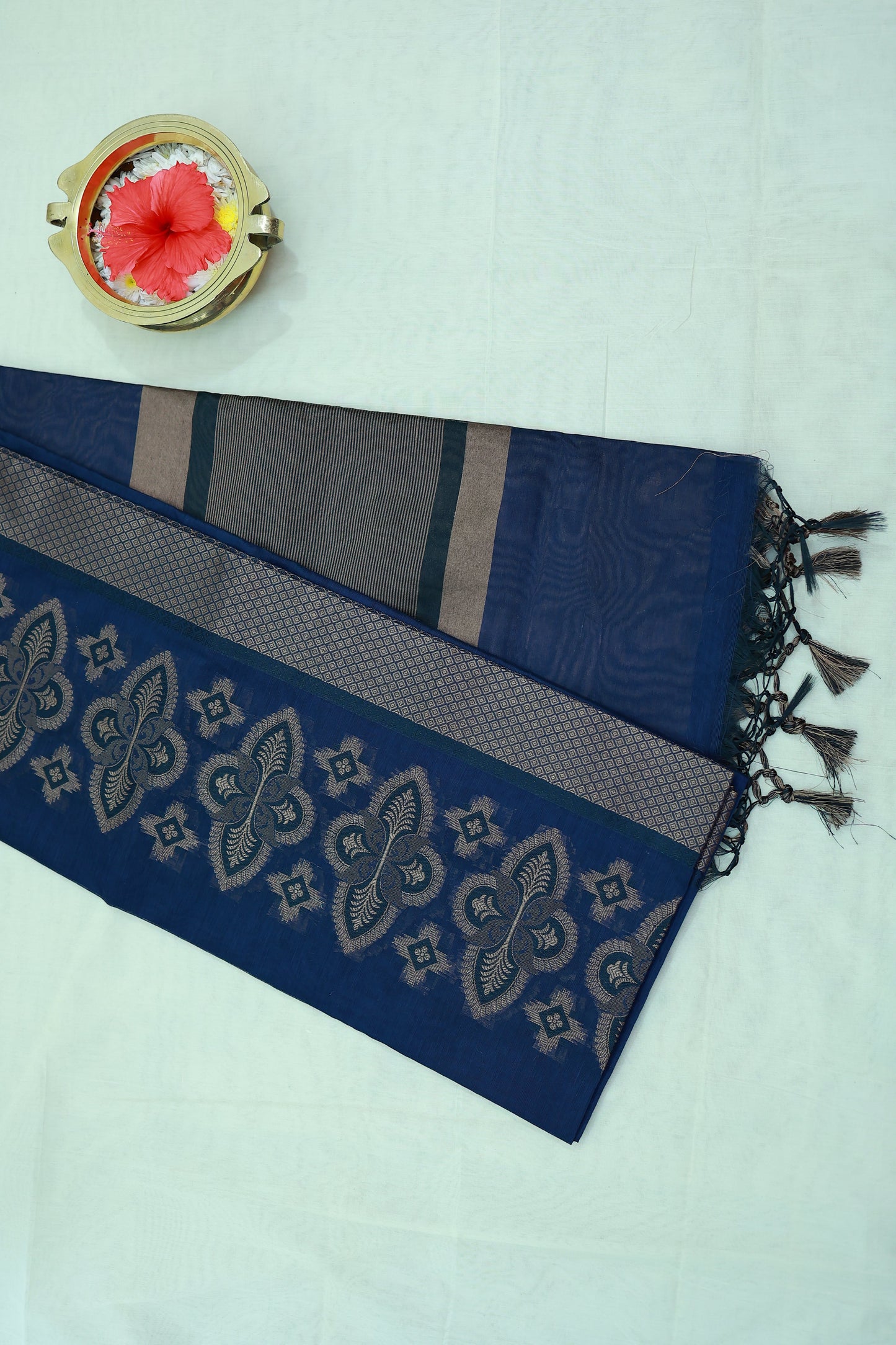 KS78 - Meenakari Deep Blue Fancy Cotton saree