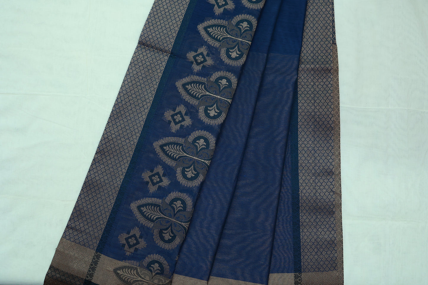 KS78 - Meenakari Deep Blue Fancy Cotton saree