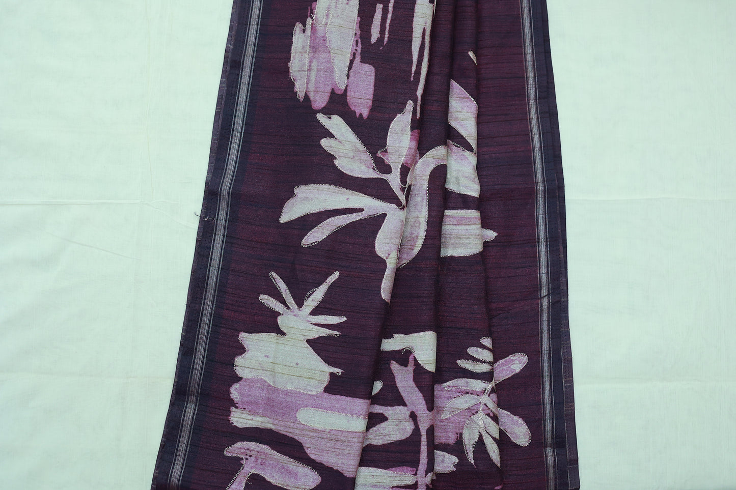 KS98 - Deep purple handwoven linen silk cotton blended saree