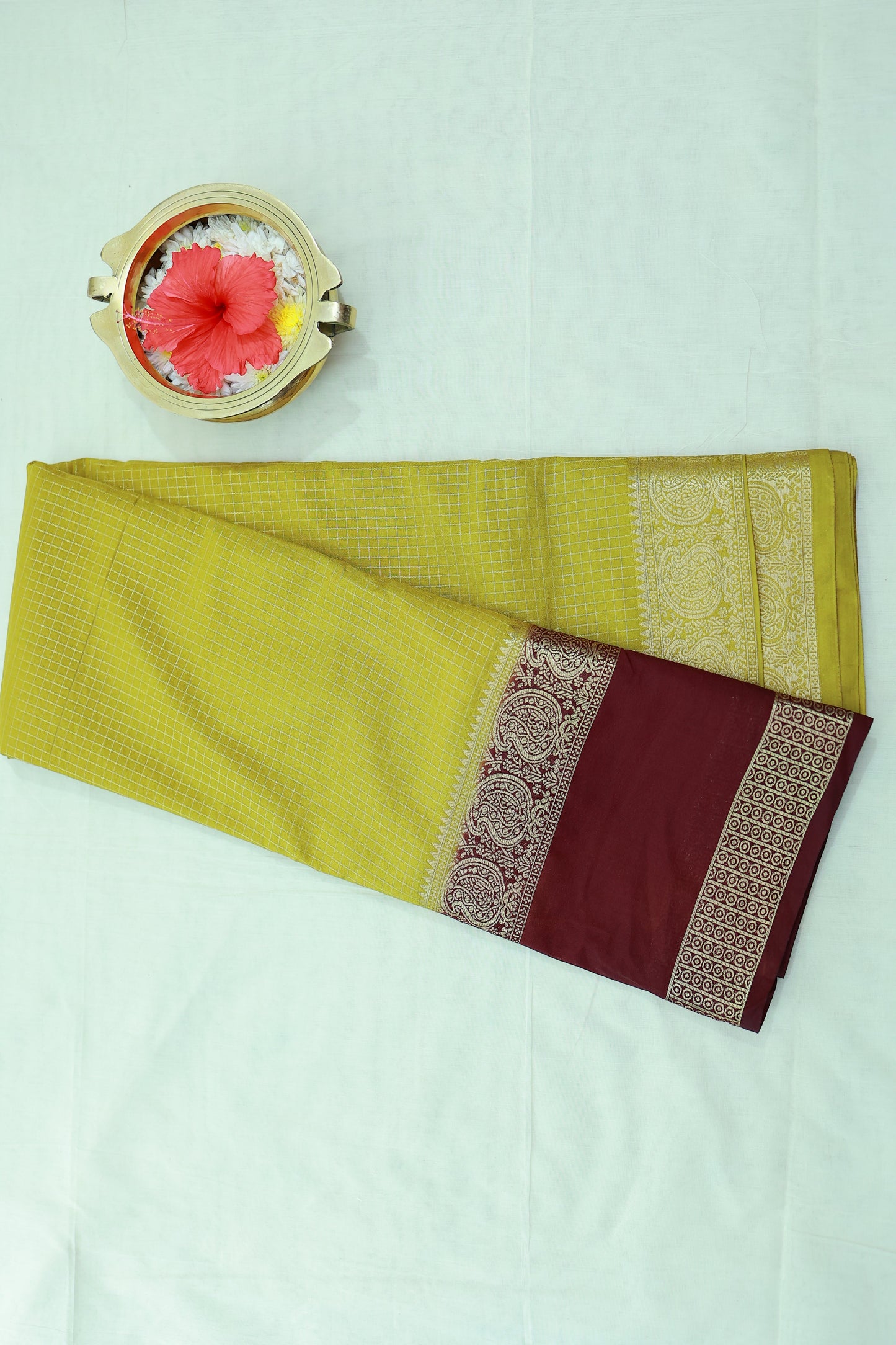 KS58 - Olive Bloom Mysore Silk Saree