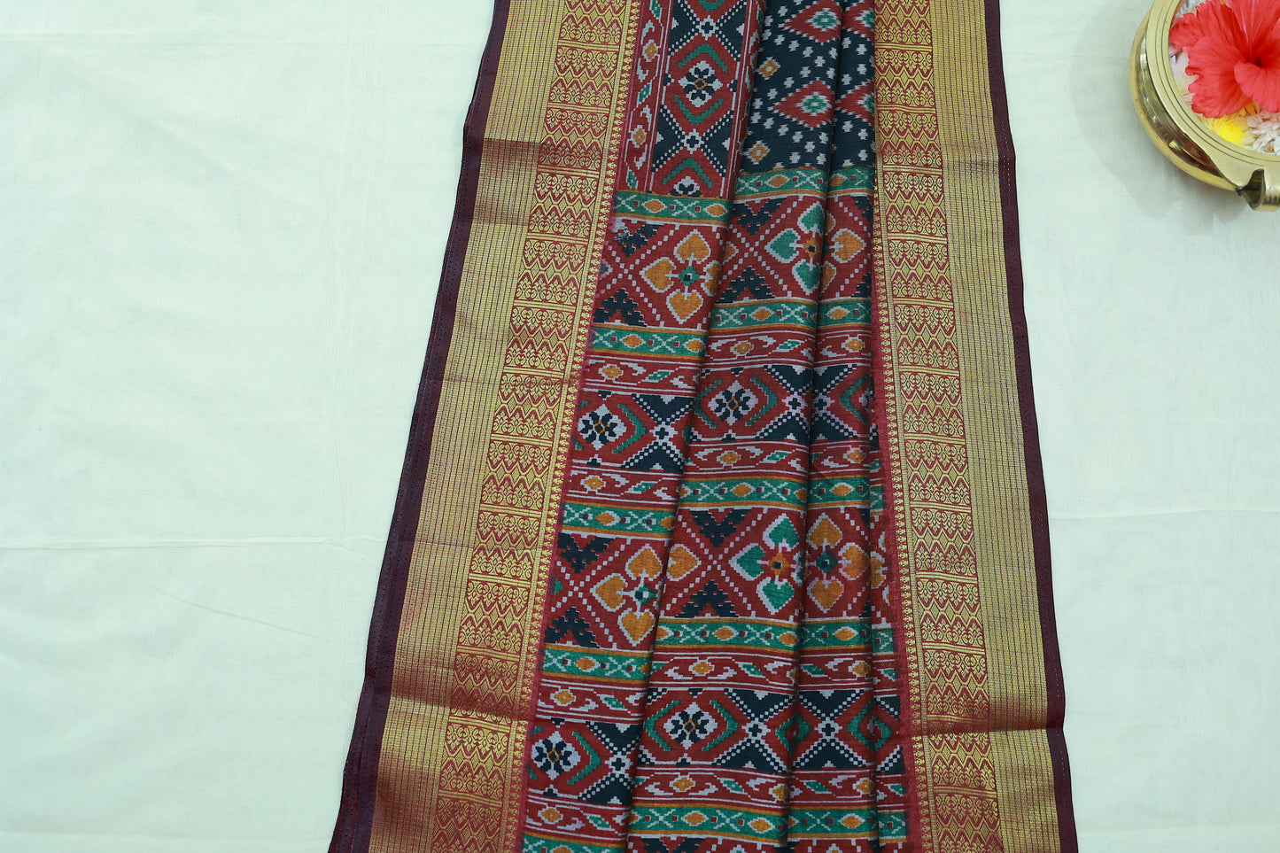 KS56 - Deep blue base multicolor saree