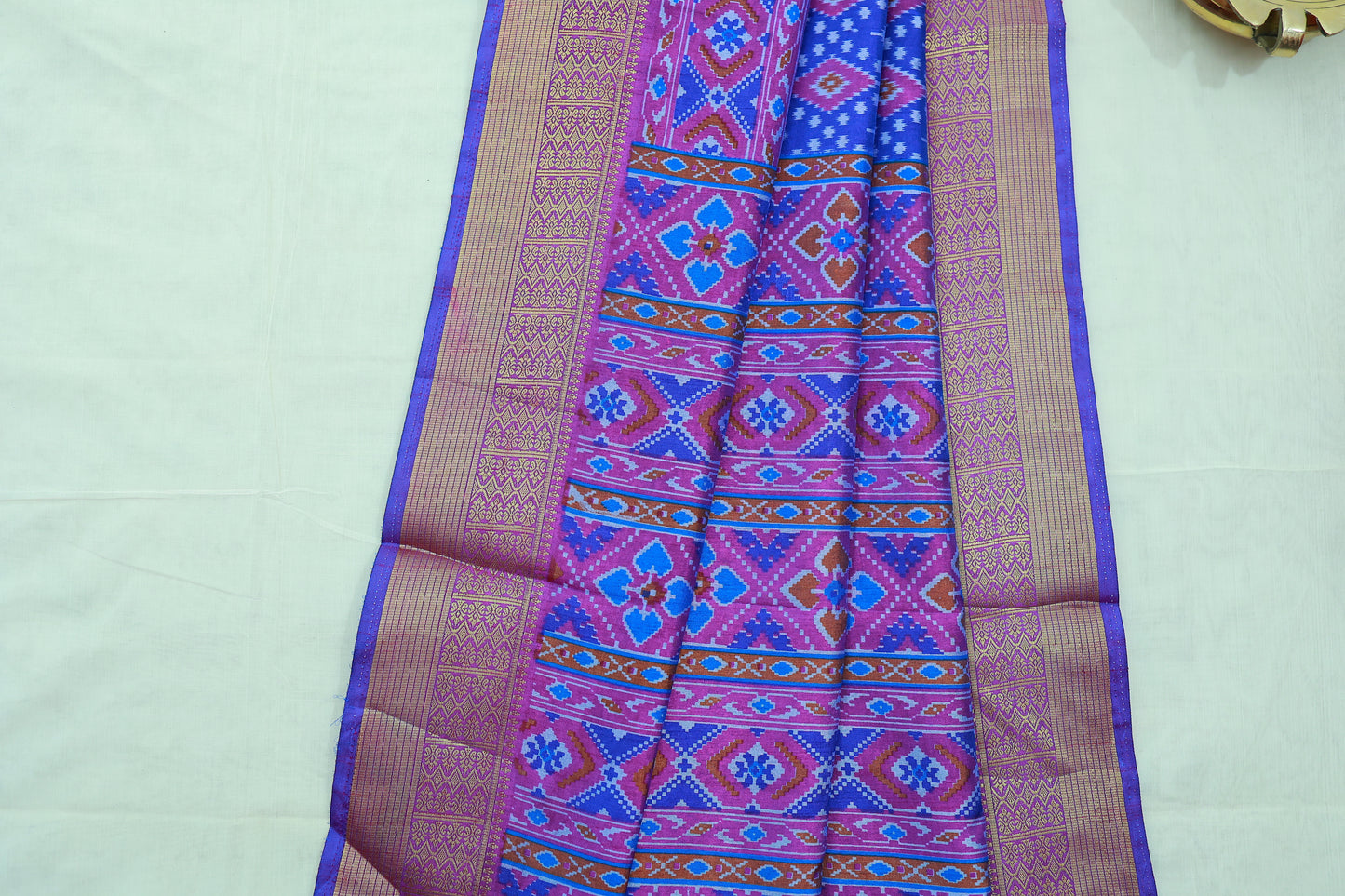 KS48 - Deep blue base multicolor saree