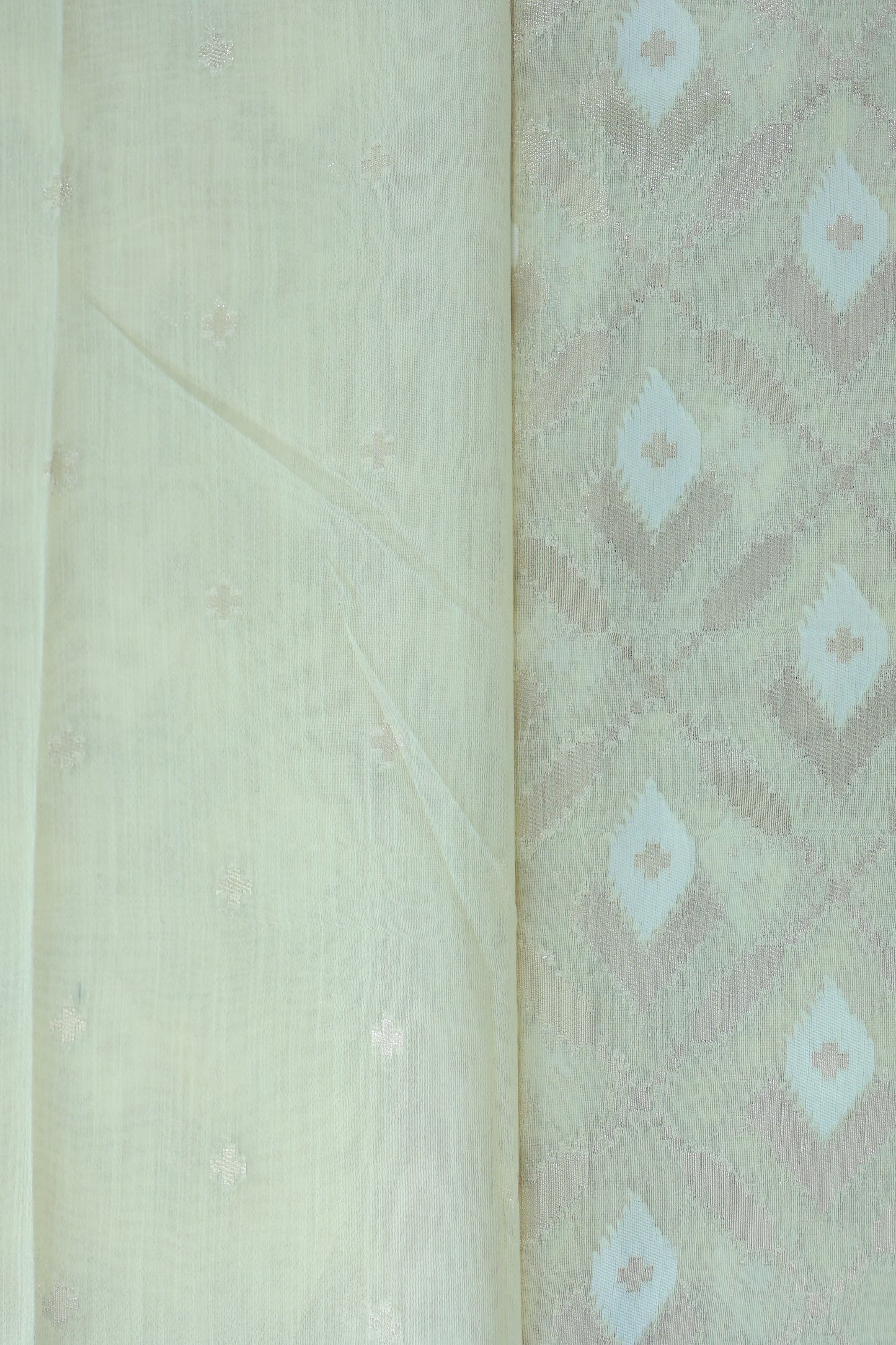 KS50 - Cream white silk blended saree