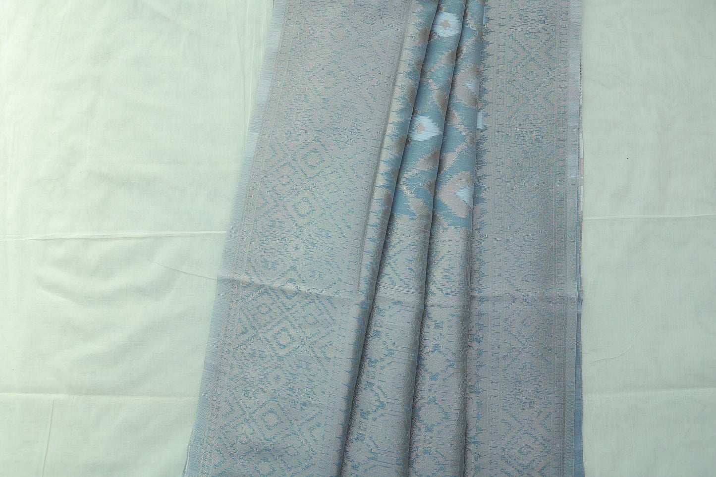 KS49 - Grayish blue silk blended saree