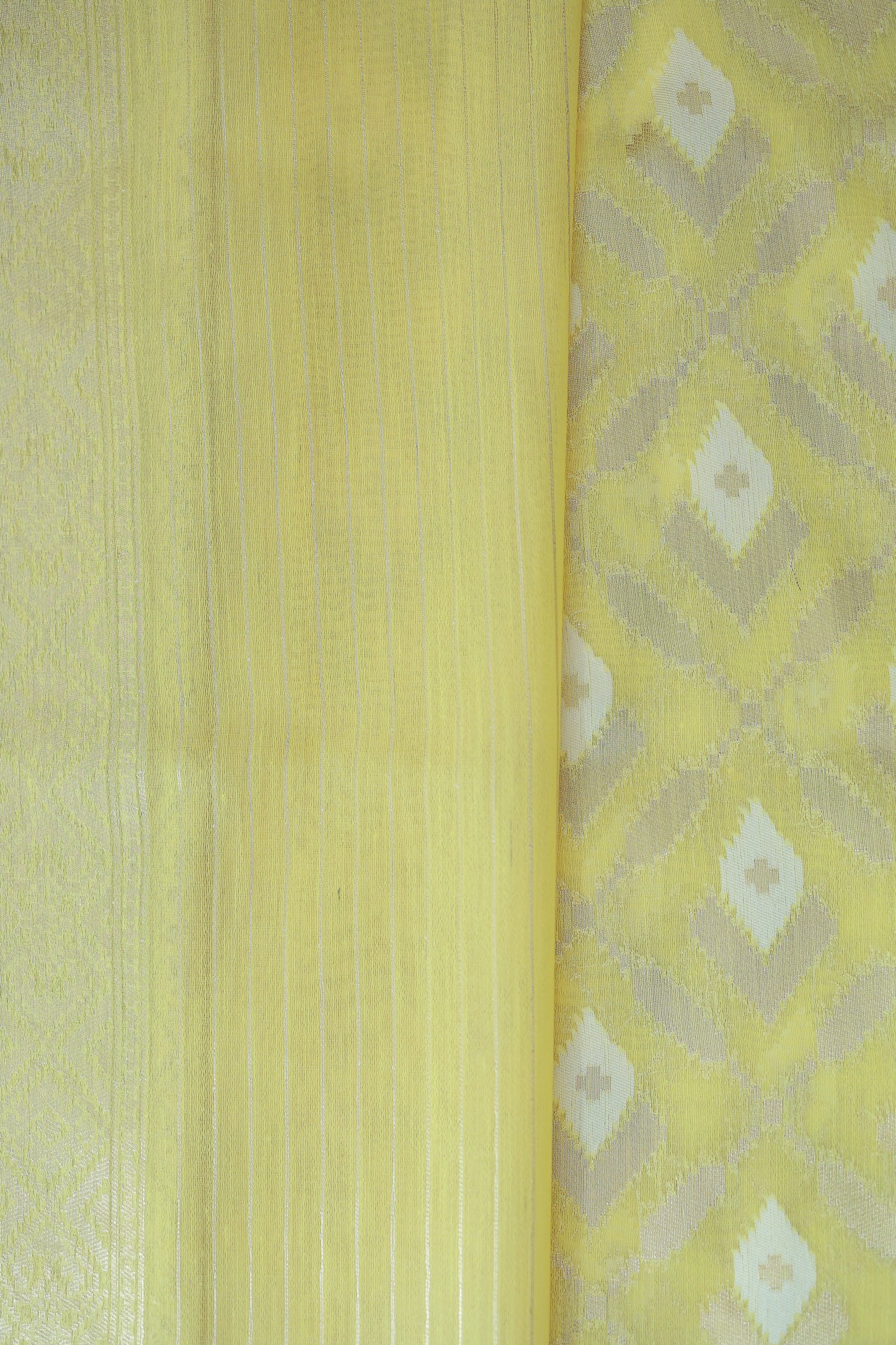 KS55 - Pale yellow silk blended saree