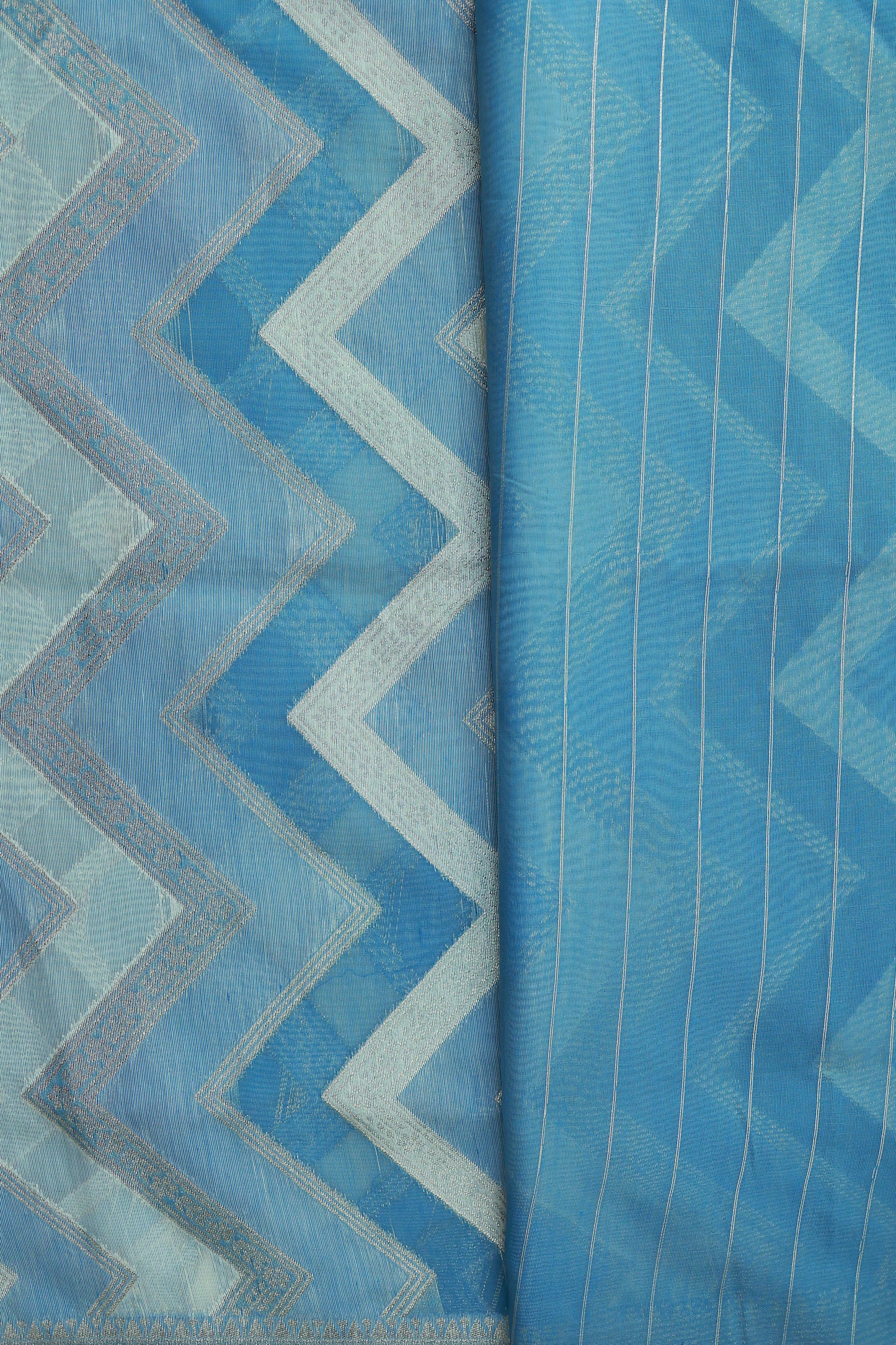 KS47 - Ice blue silk blended saree