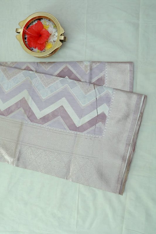 KS46 - Onion Pink and White textured silk blended saree