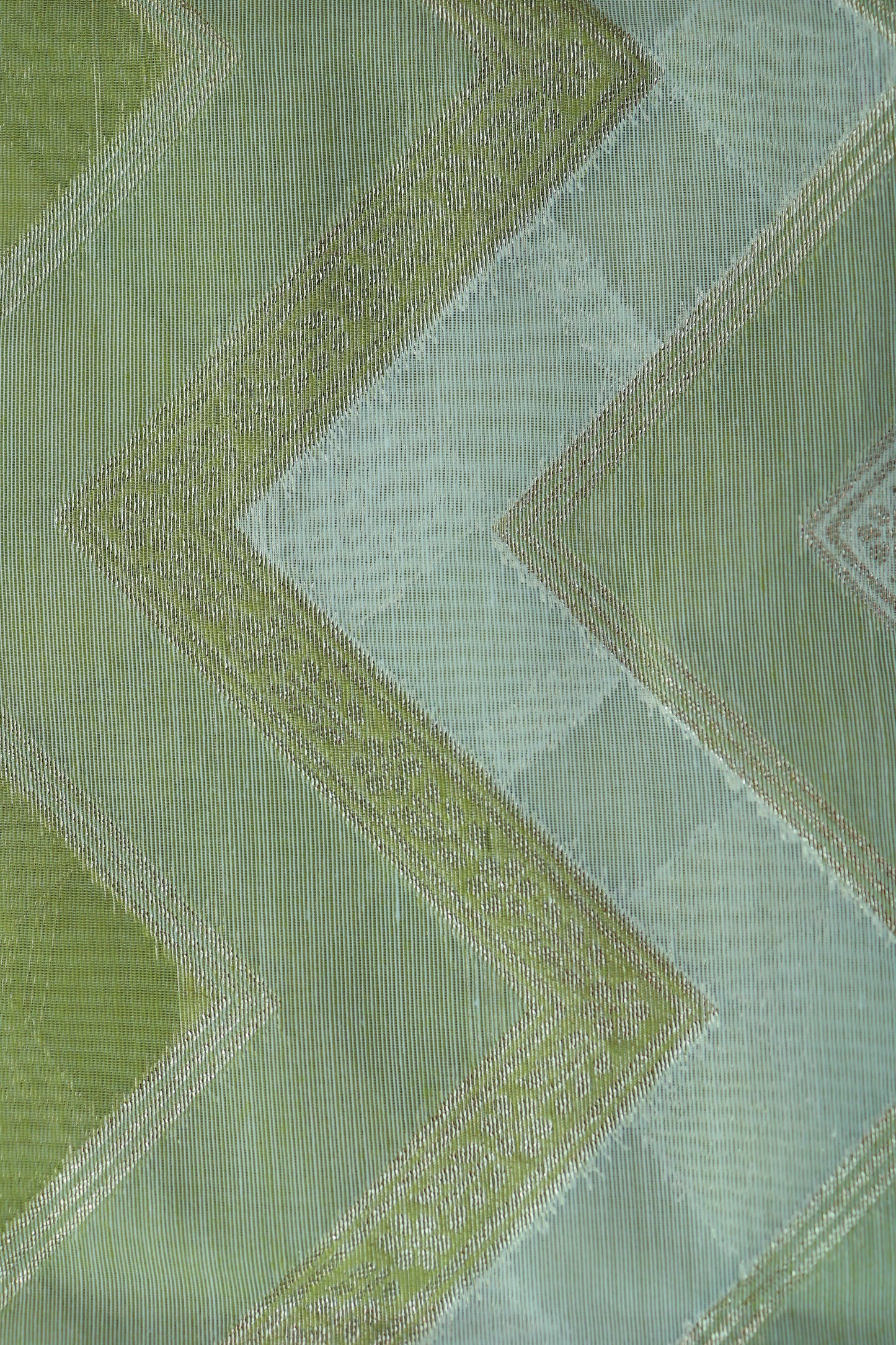 KS45 - Moss Green and White textured silk blended saree