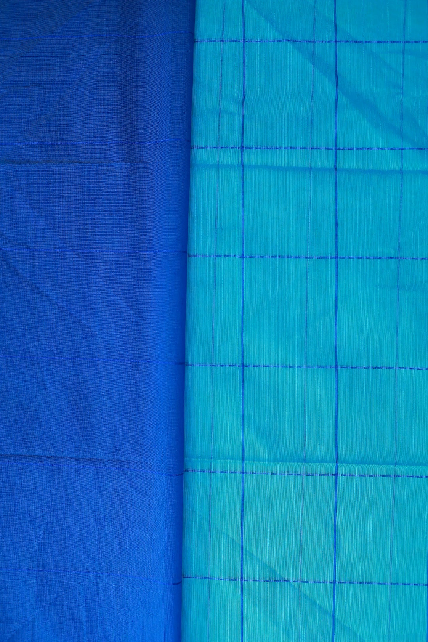 KS51 - Cobalt and Royal blue silk blended cotton
