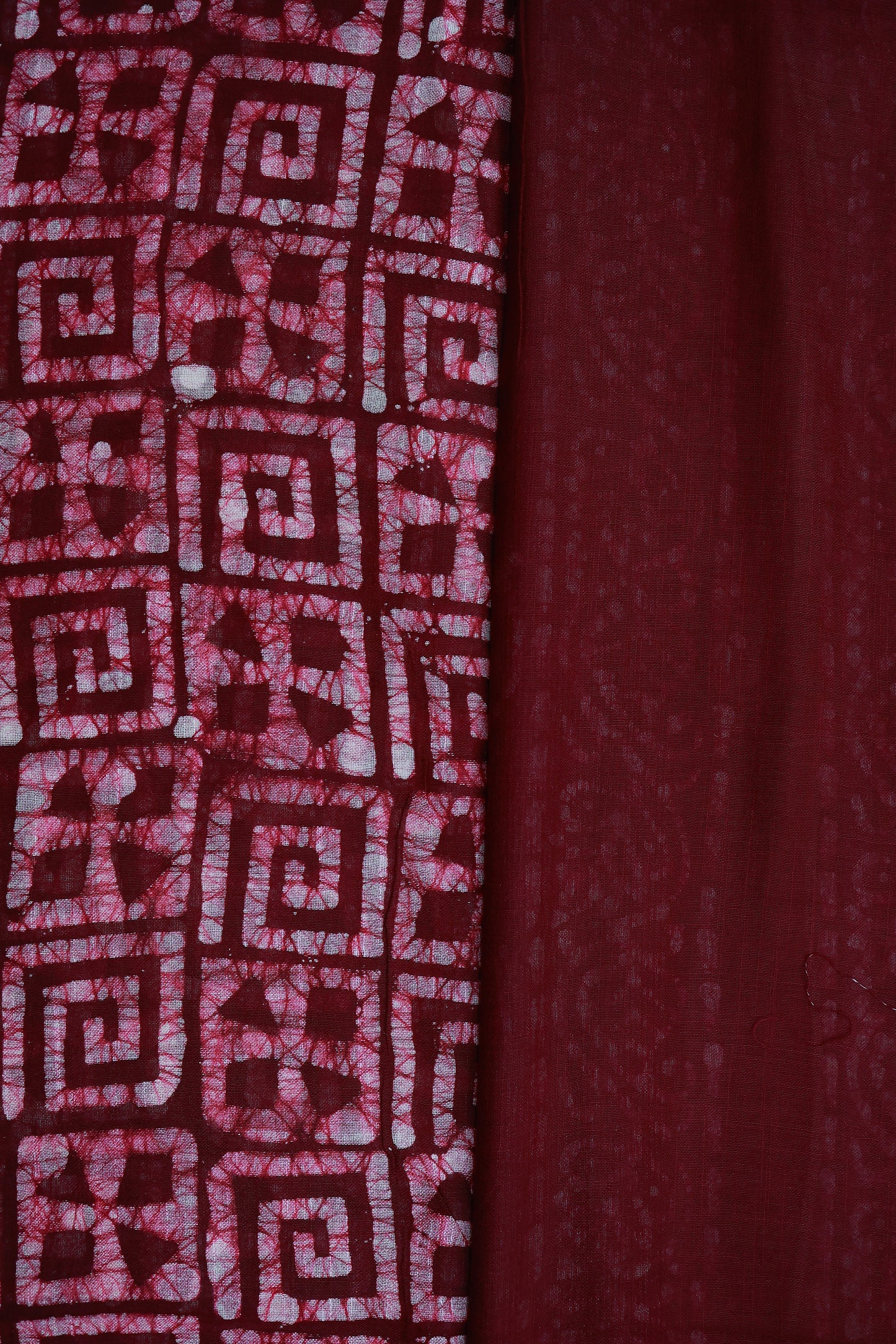 KS22 - Maroon Shibori Handcrafted Cotton Saree