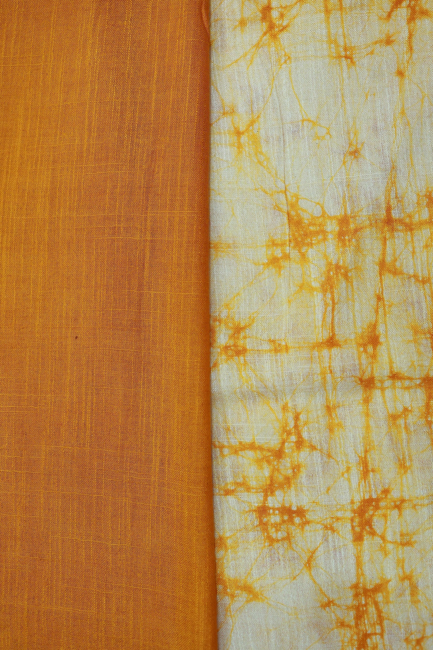 KS23 - Sunlit Mustard Shibori & Block Print Cotton Saree