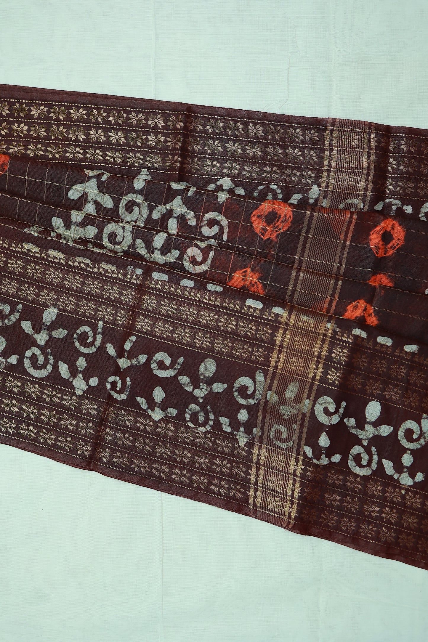 KS29 - Elegant Handwoven dark brown Linen Saree