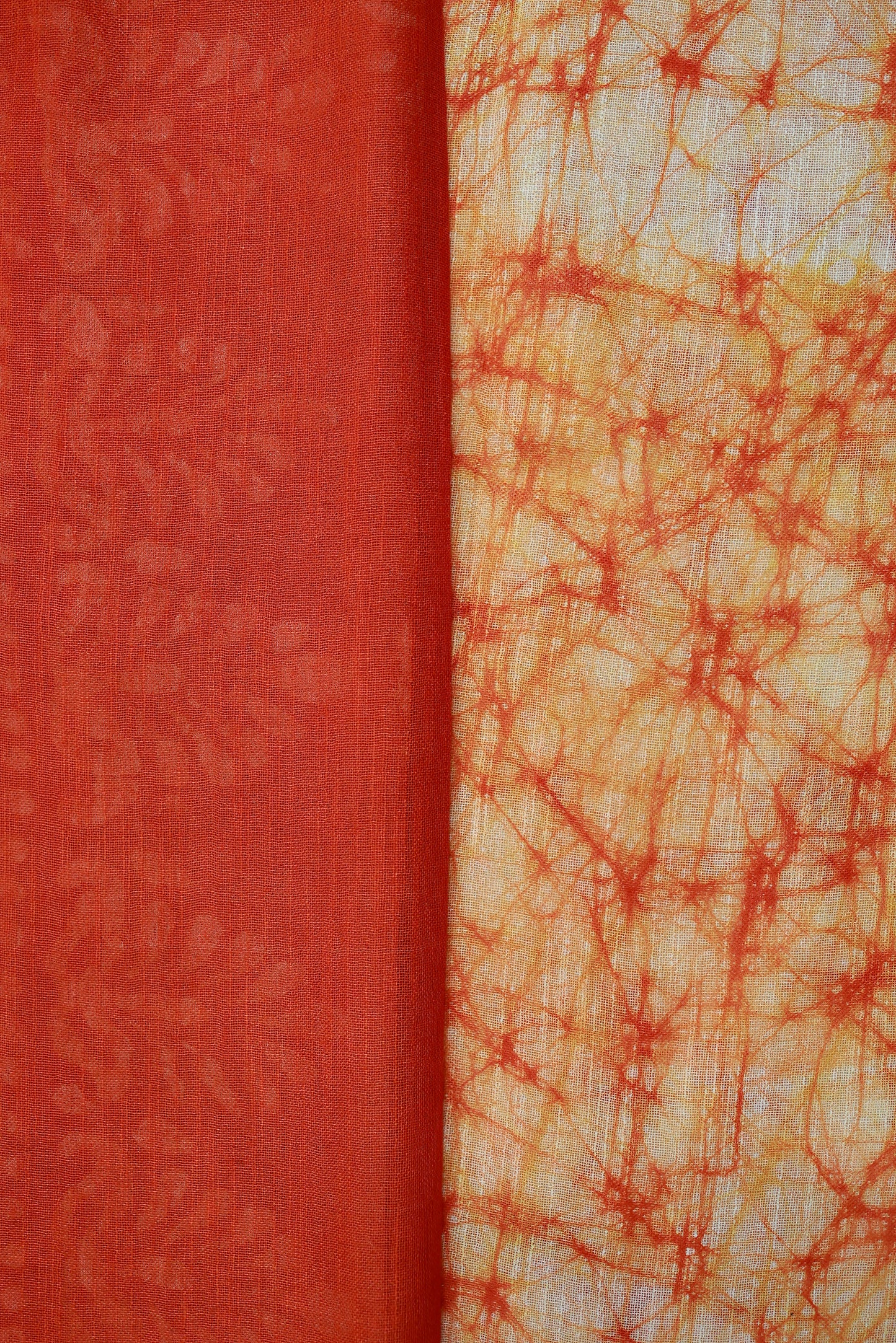 KS32 - Sunset Flame Shibori & Block Print Cotton Saree
