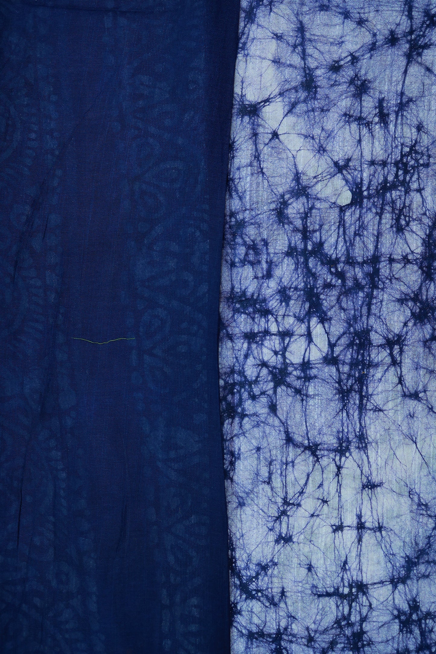 KS24 - Indigo Whisper Shibori & Block Print Cotton Saree