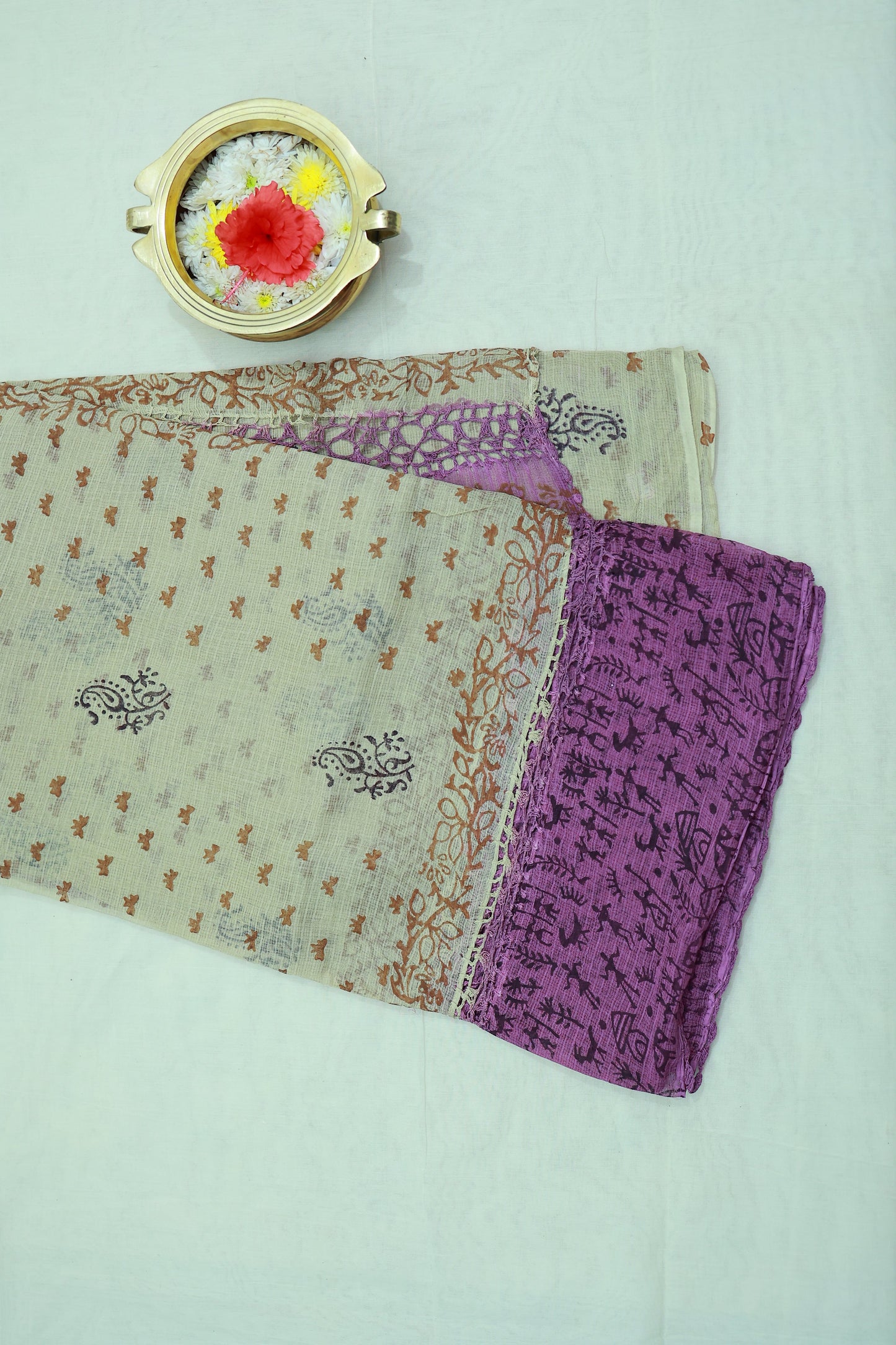 KS106 - Handwoven patchwork crochet saree