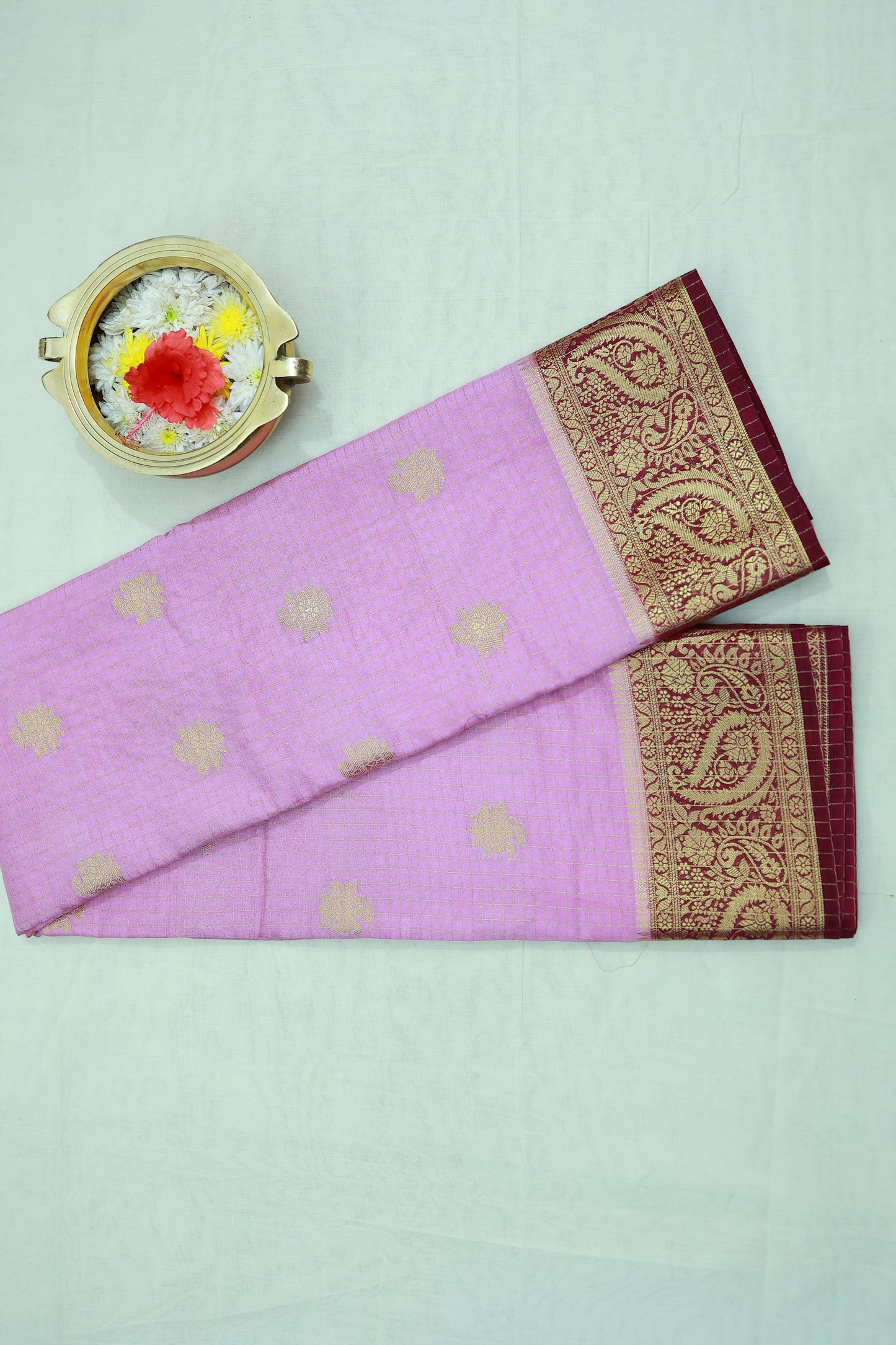 KS105 - Rose Wine Mysore Silk Saree