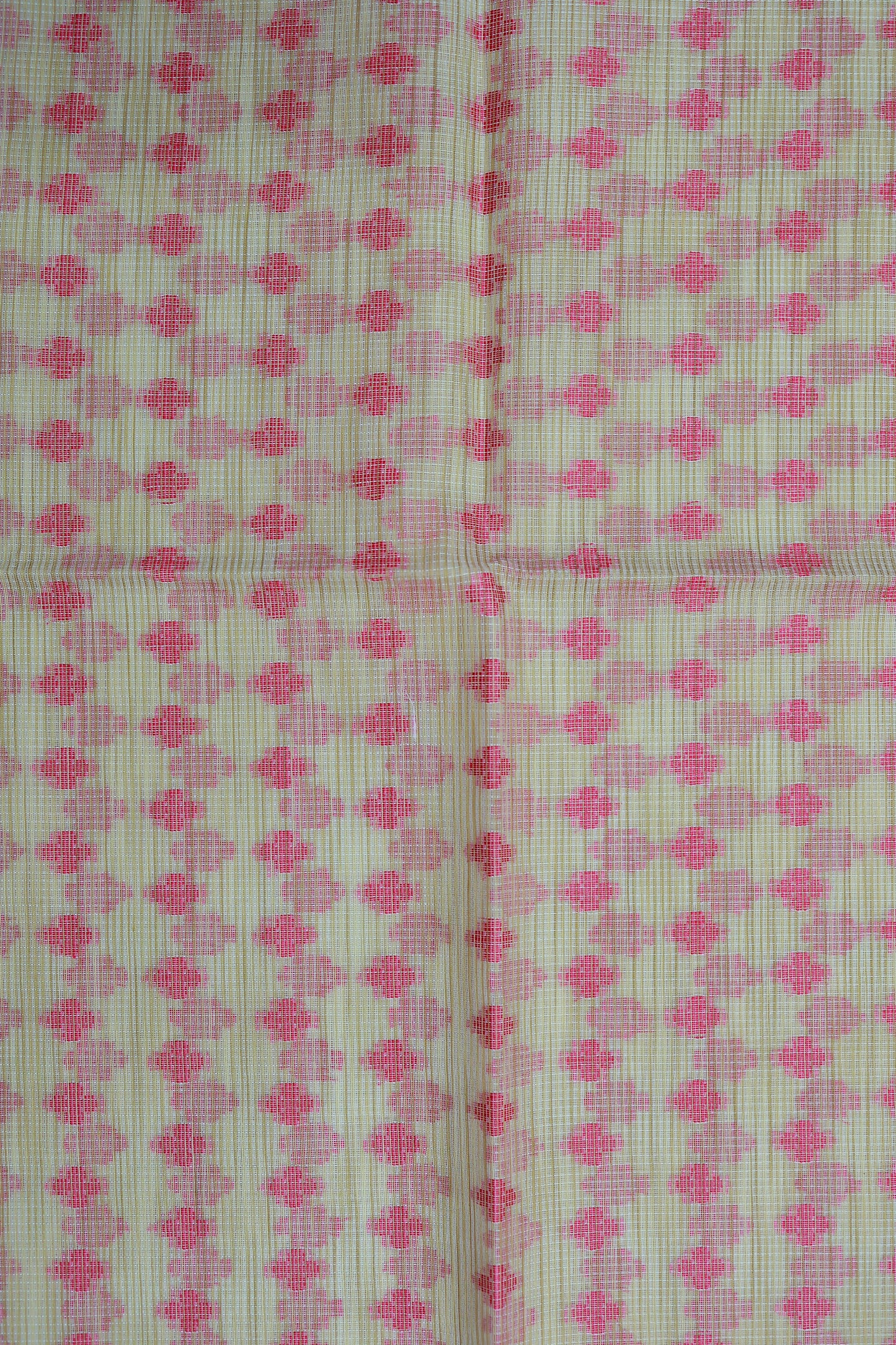 KS18 - Vibrant pink and soft beige cotton saree