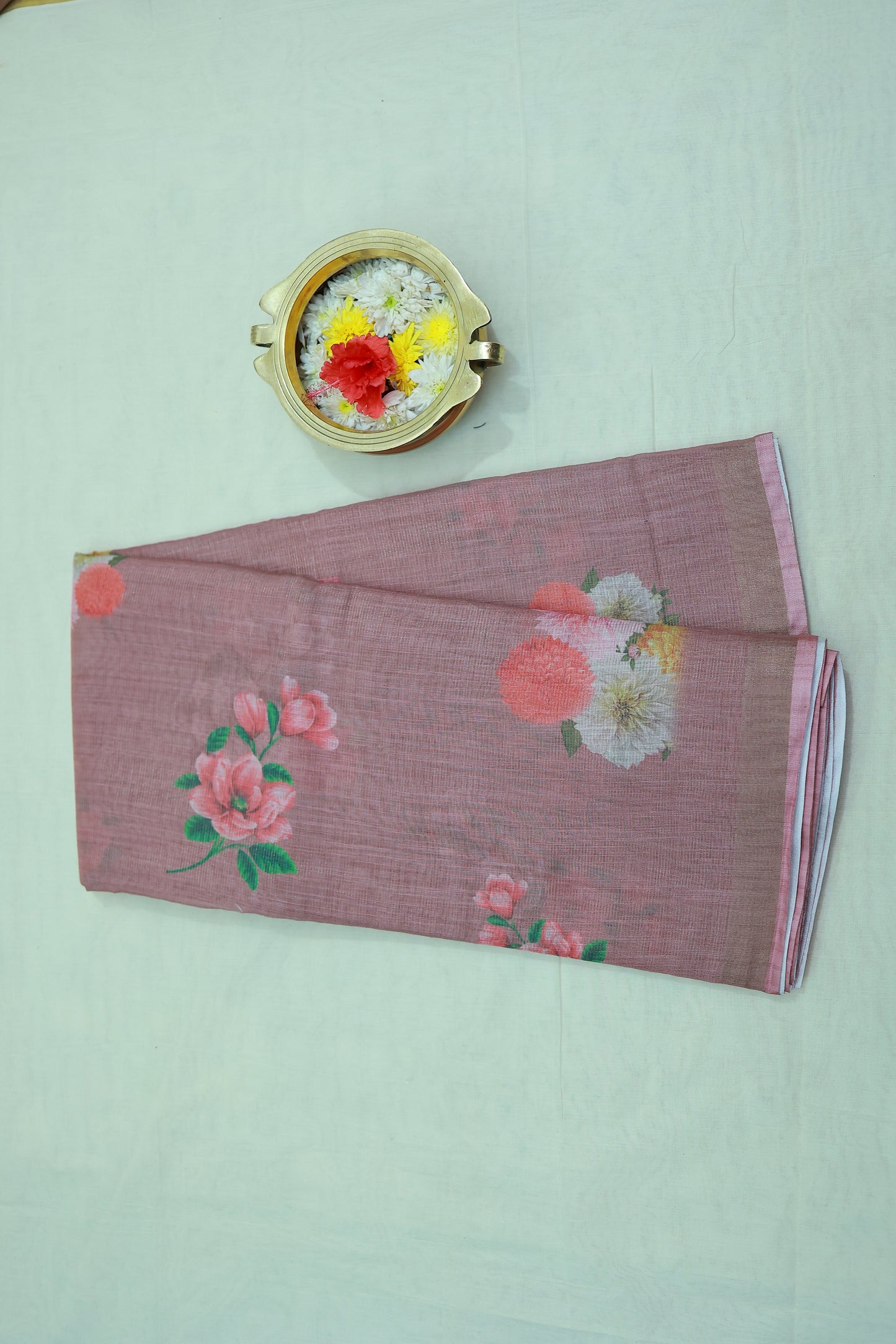 KS15 -Elegant Handwoven Linen Saree