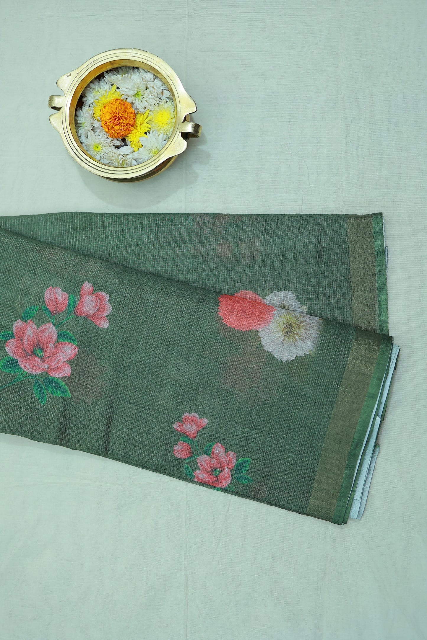 KS12 -Elegant Handwoven Linen Saree