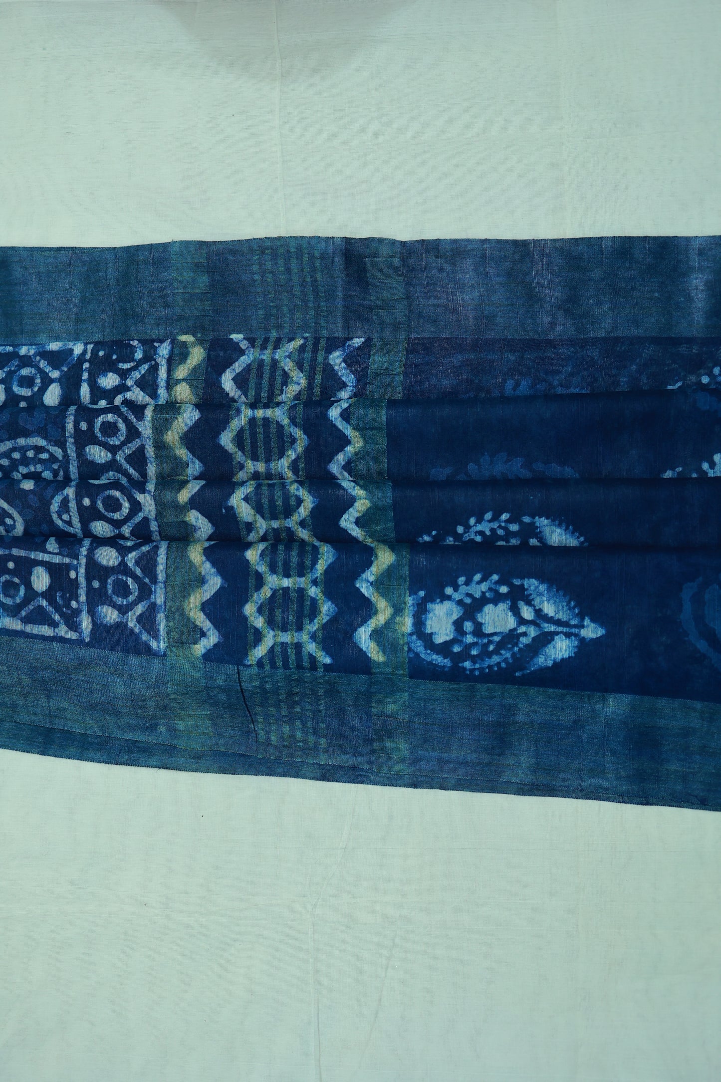 KS16 - Indigo Handcrafted Dabu Print Cotton Saree