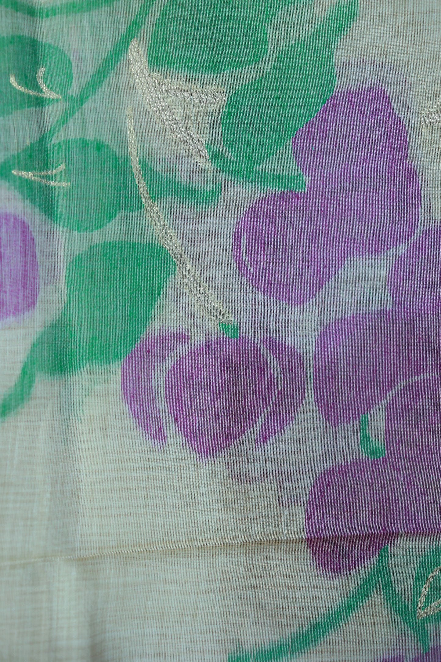KS04 - Soft off White & Lavender silk blended cotton saree