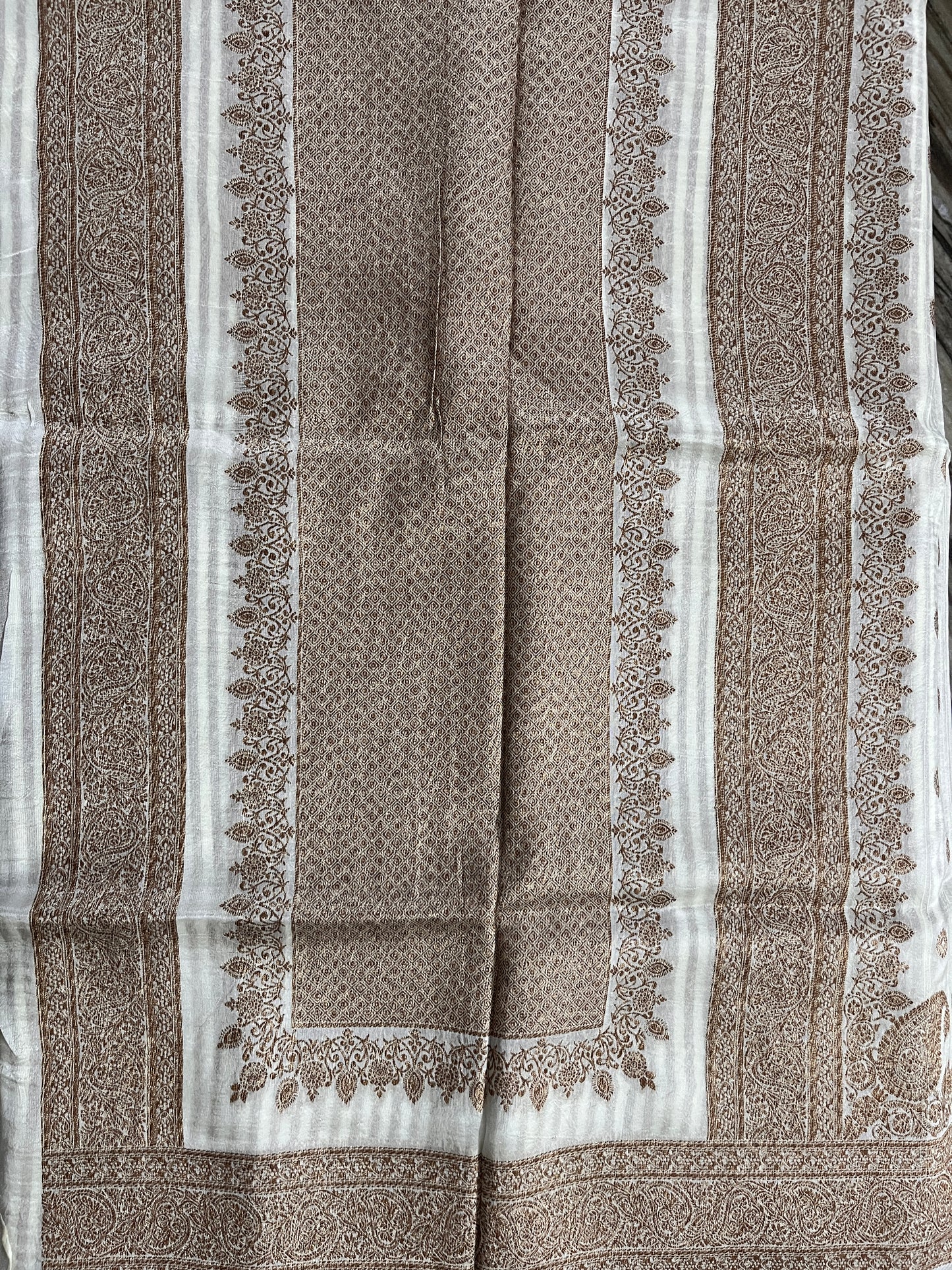 KS260 - Ivory white silk blend saree