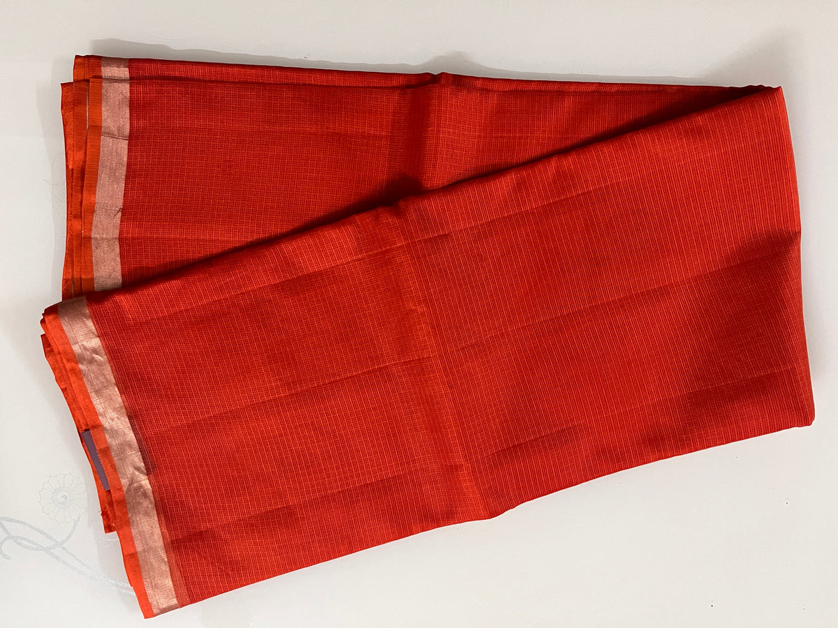 KS336 - Rust orange pure kota silk saree
