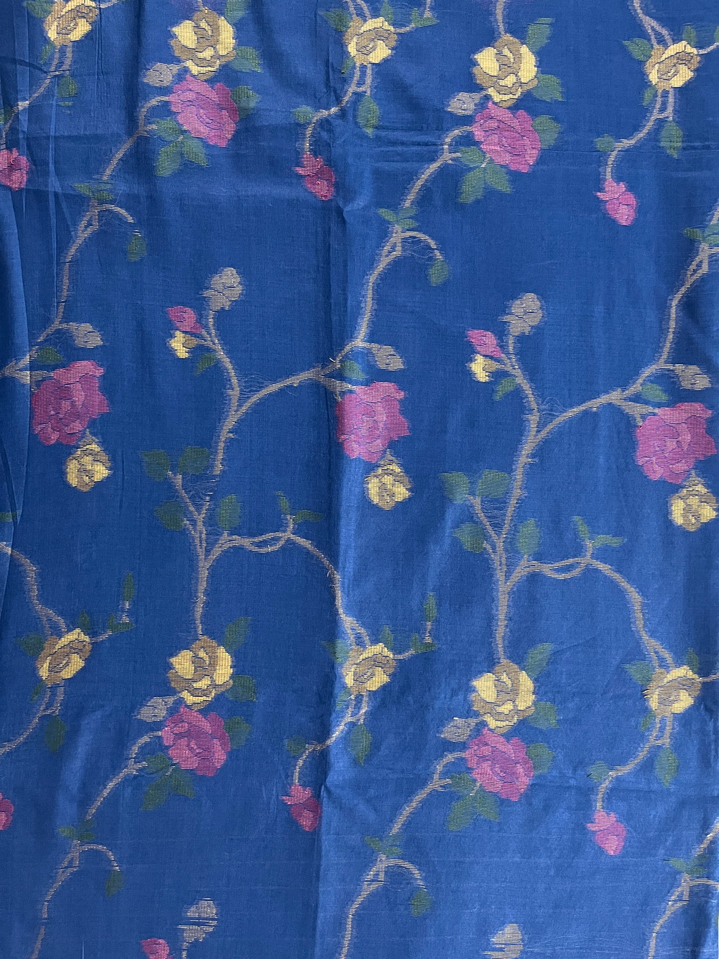 KS295 -Floral vine weave navy blue saree