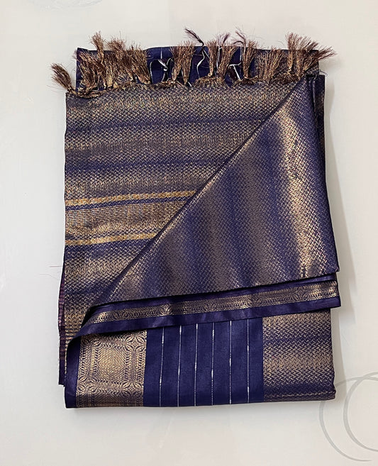 CAS184 - Navy Blue silk blended saree