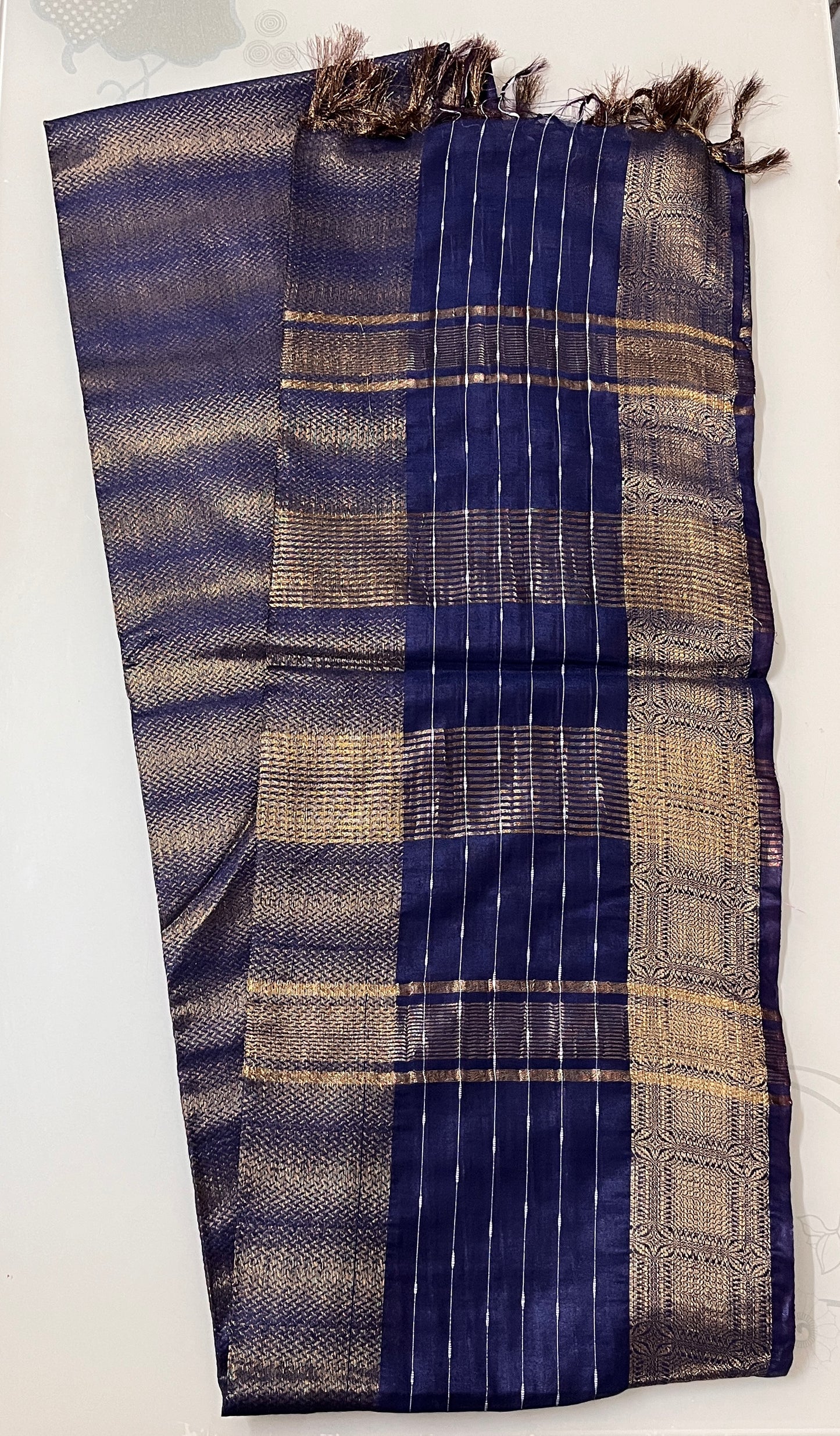 CAS184 - Navy Blue silk blended saree