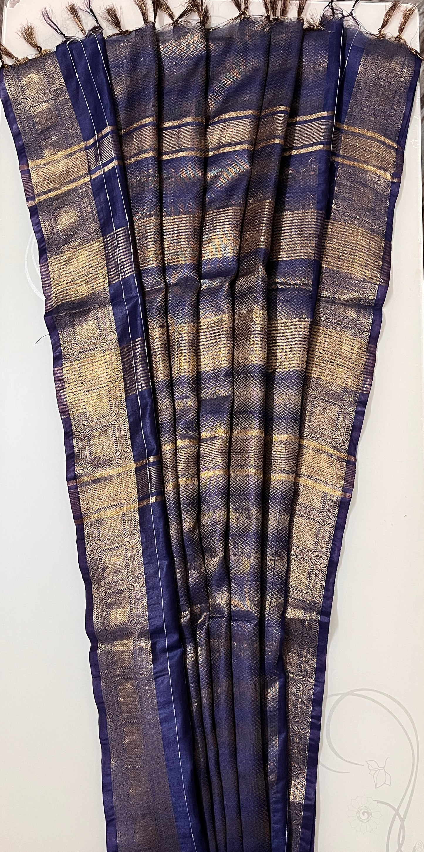 CAS184 - Navy Blue silk blended saree