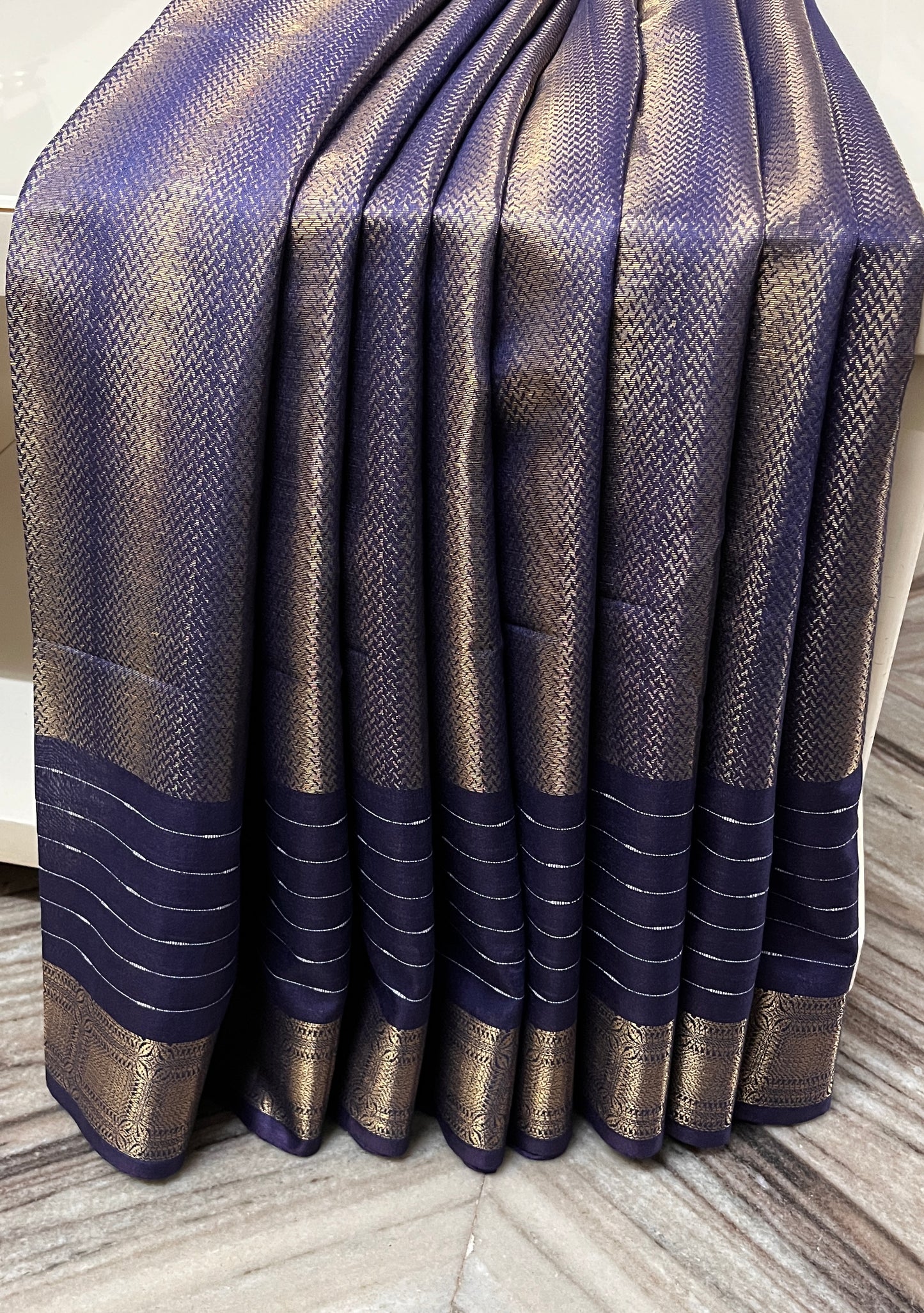 CAS184 - Navy Blue silk blended saree