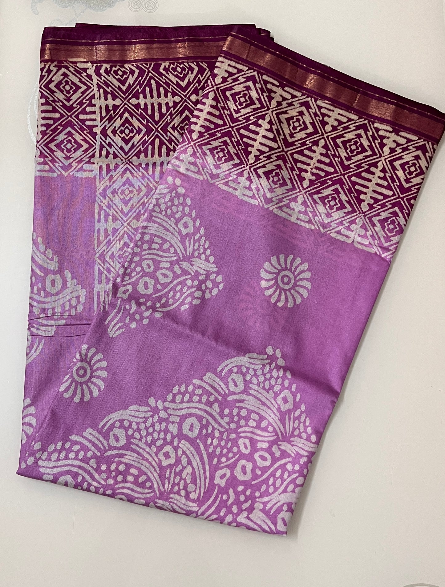 CAS186 - Magenta-pink and purple tone silk blended saree