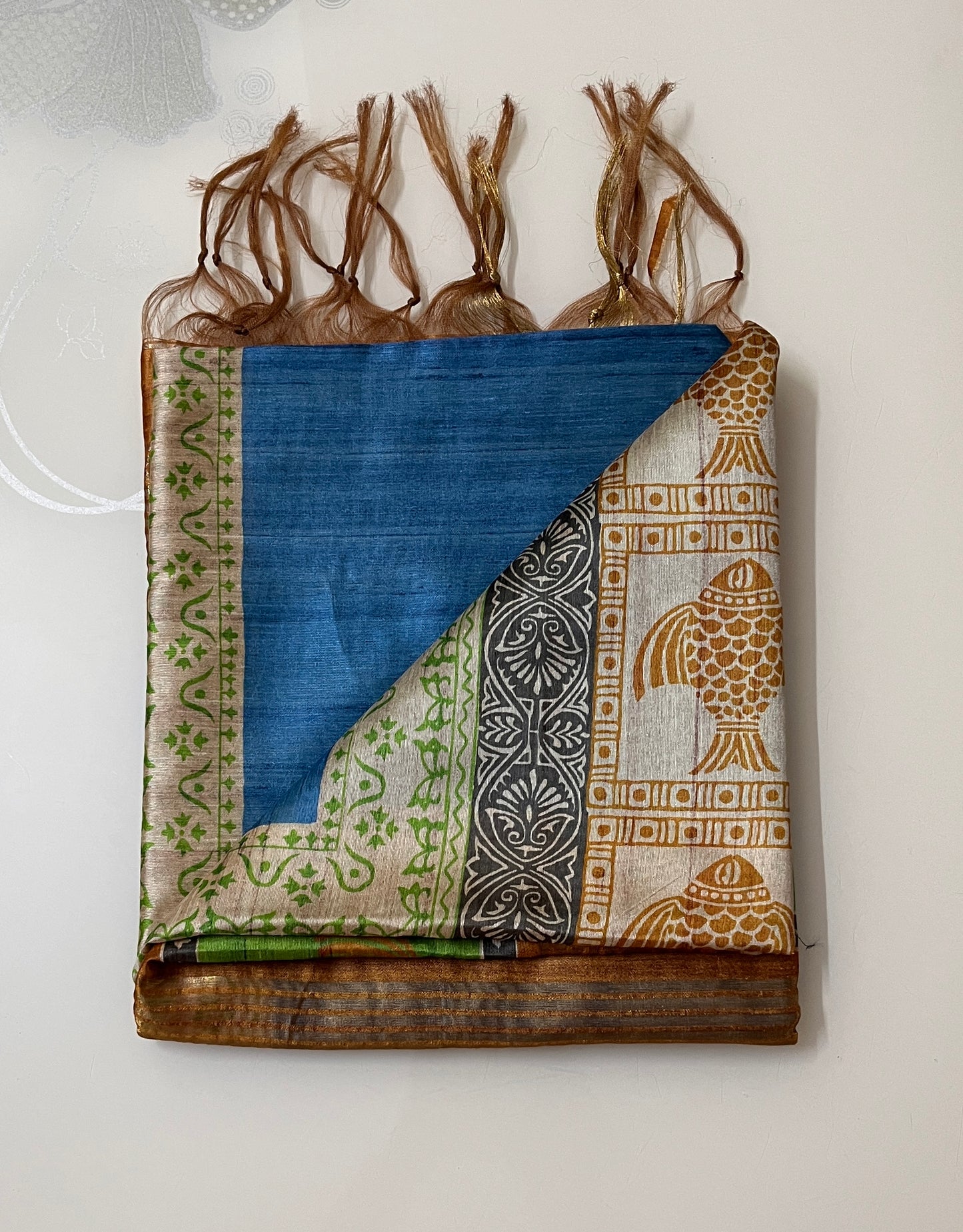 CAS206 - Deep royal blue with pale gold silk blended saree