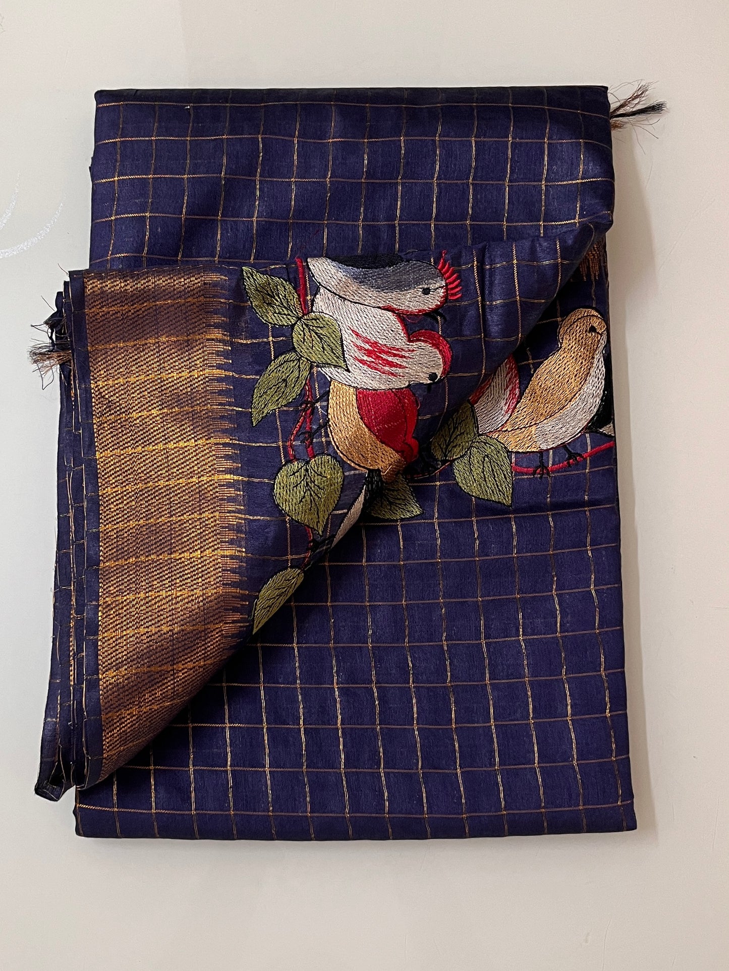 CAS204 - Deep navy blue silk blended saree