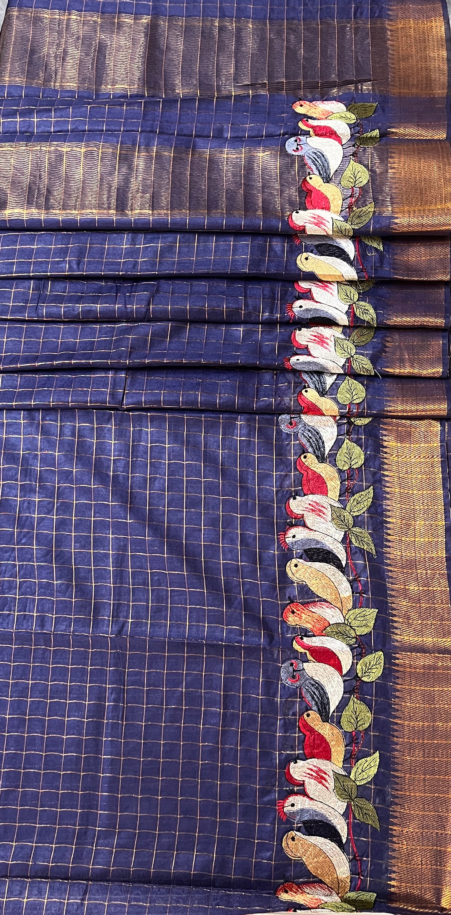 CAS204 - Deep navy blue silk blended saree