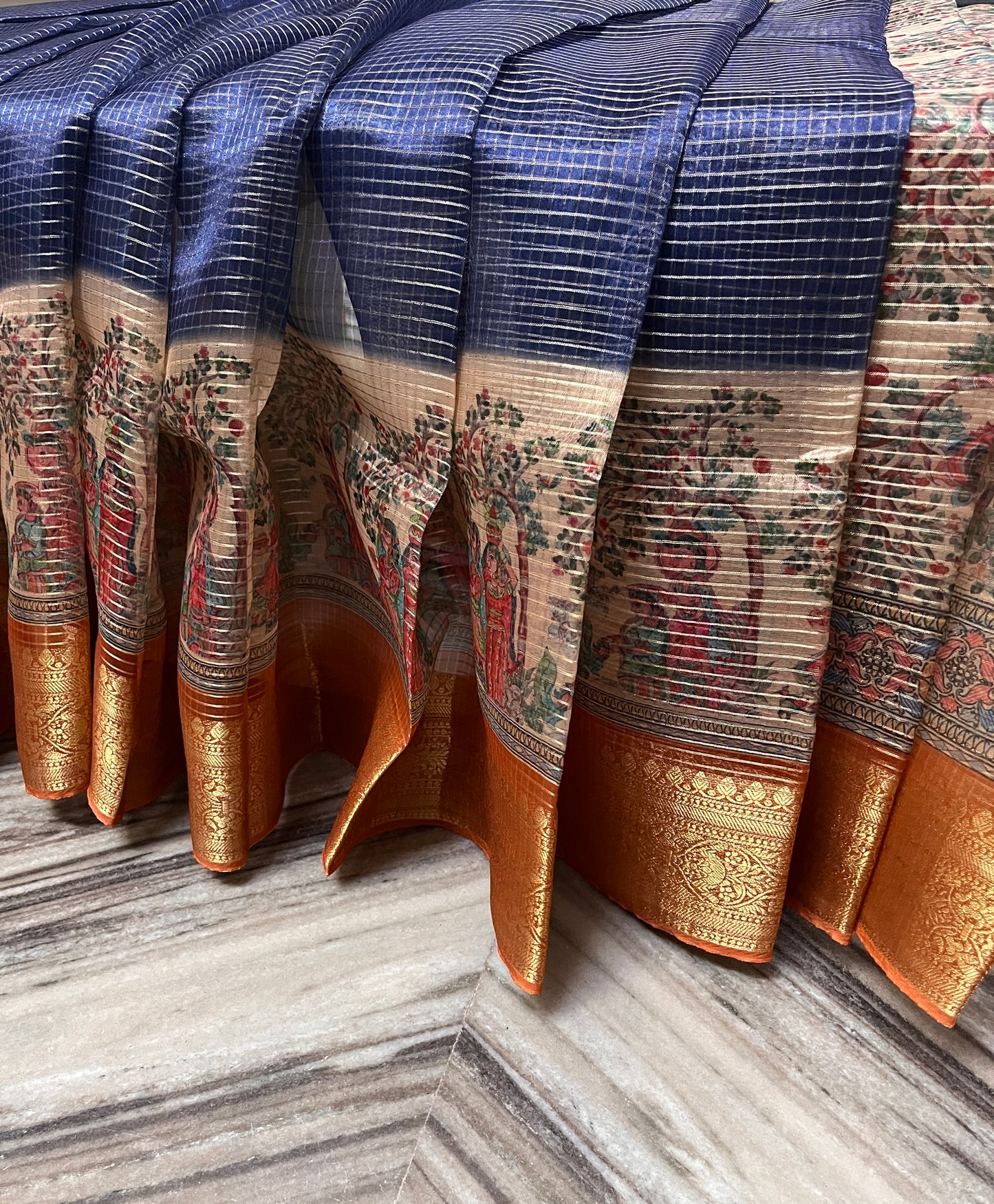 CAS192 - Royal blue soft silk saree with rich gold zari work