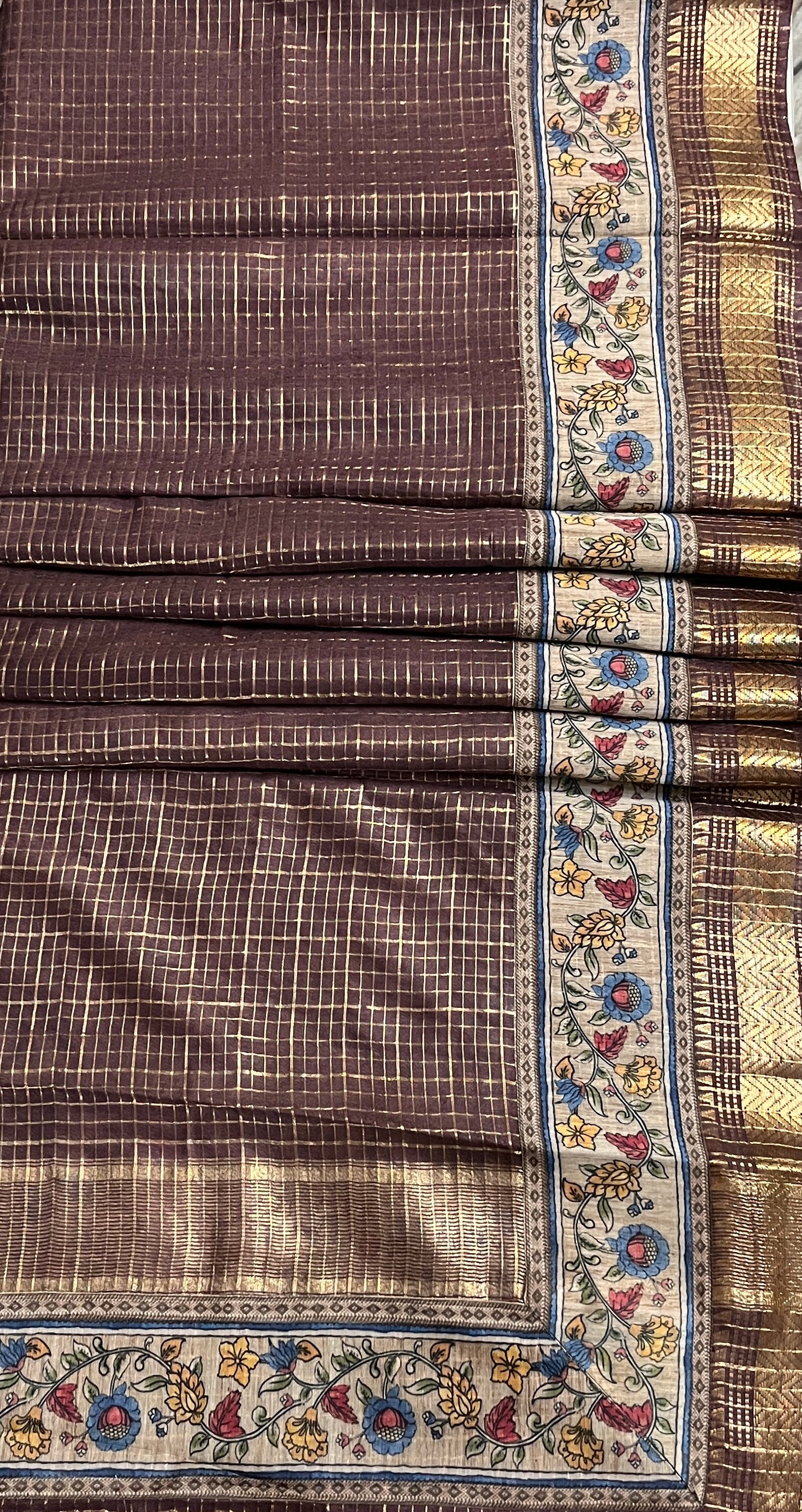 CAS195 - Deep brown silk blended saree