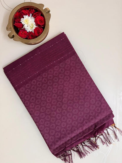 Ks 252 - Graceful Wine Pink Textured Saree with Subtle sparkle