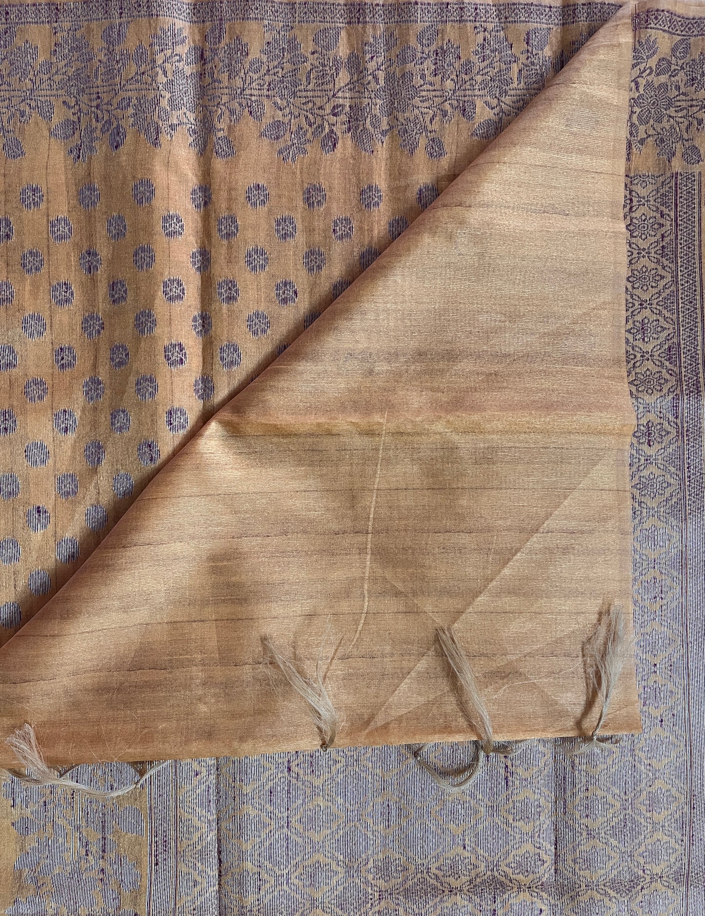 Ks 216 - Elegant Mustard Saree with Classic Polka Butti & Woven Border