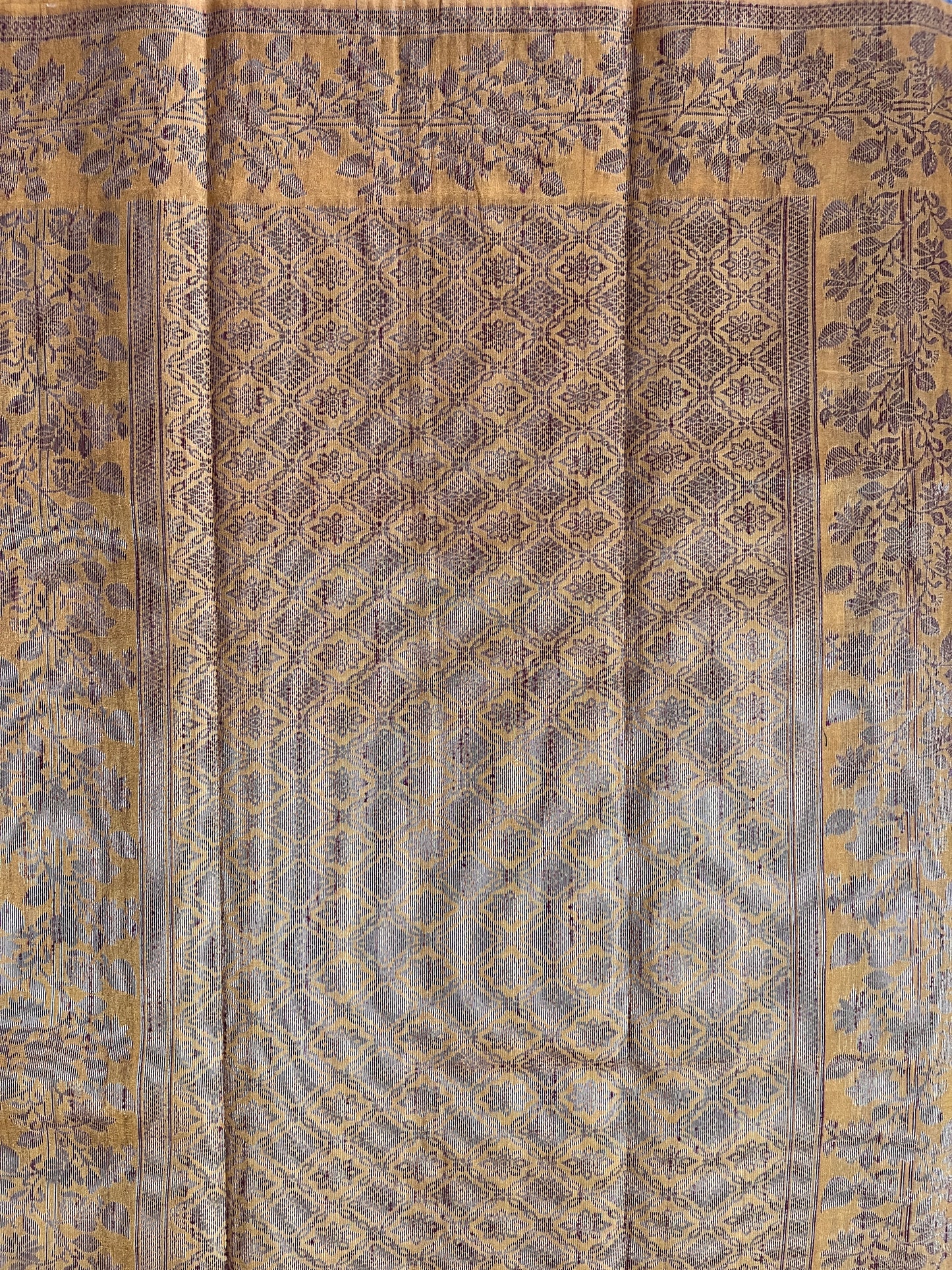 Ks 216 - Elegant Mustard Saree with Classic Polka Butti & Woven Border