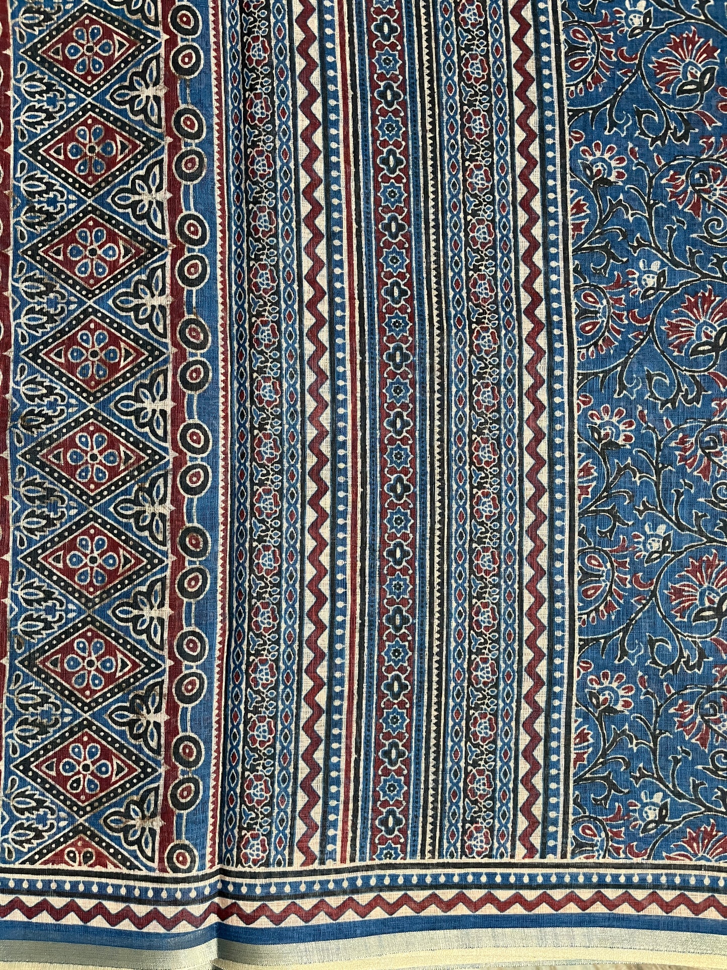 Ks 154 - Indigo Blue Kalamkari Style Printed Saree