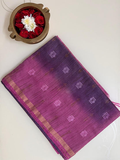 Ks 243 - Pink & Purple Dual-Tone Saree with Subtle Motifs & Elegant Border