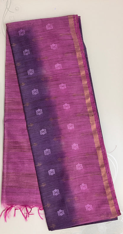 Ks 243 - Pink & Purple Dual-Tone Saree with Subtle Motifs & Elegant Border